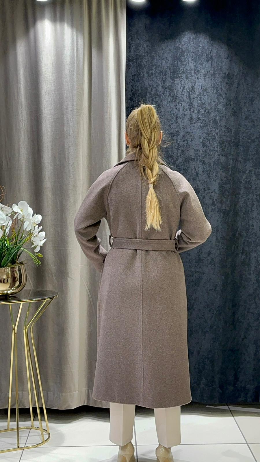 KAŞMİR KABAN KIMONO MODEL DÜĞMESİZ     - KAHVE