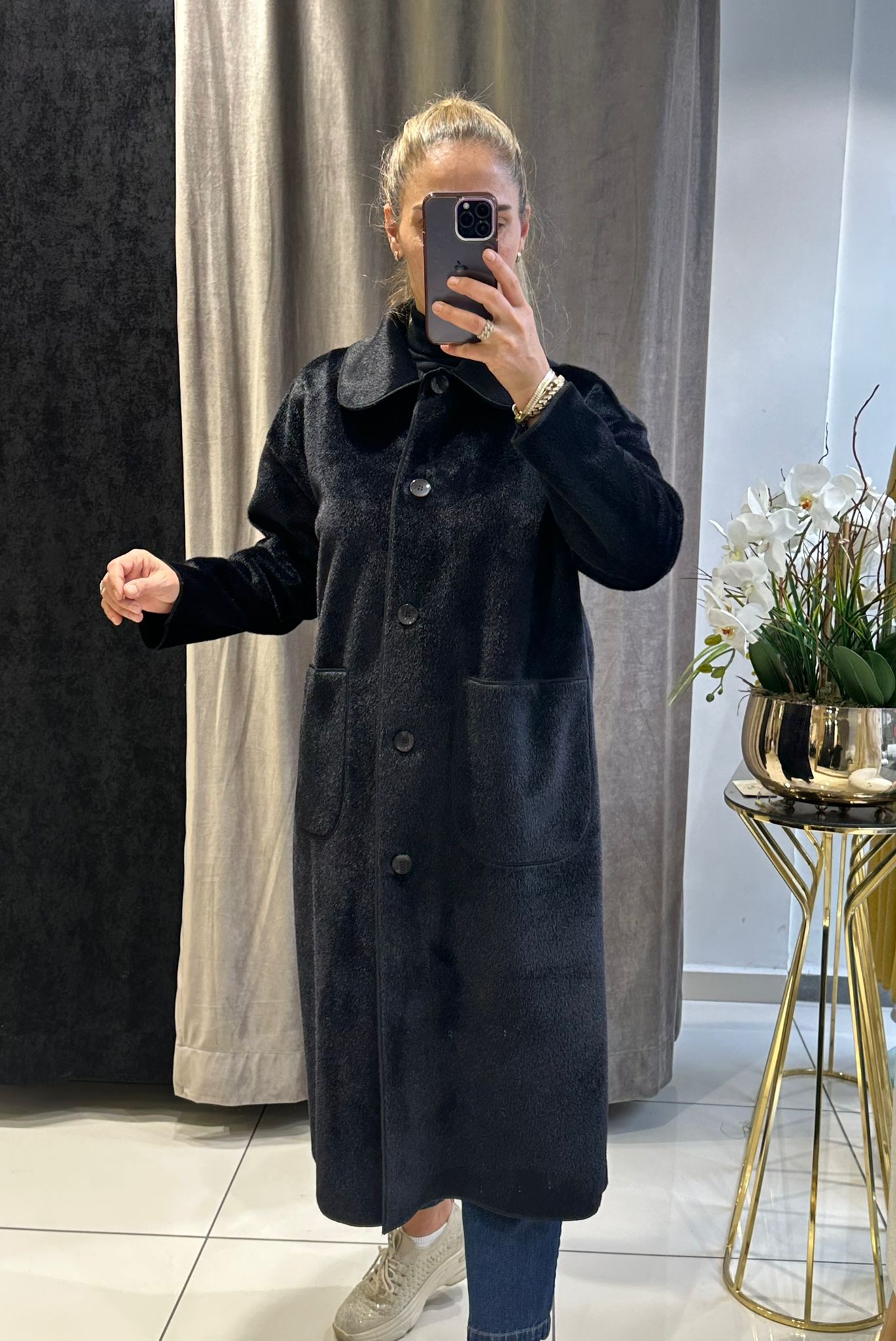 TORBA CEPLİ OVERSİZE KABAN  - SİYAH