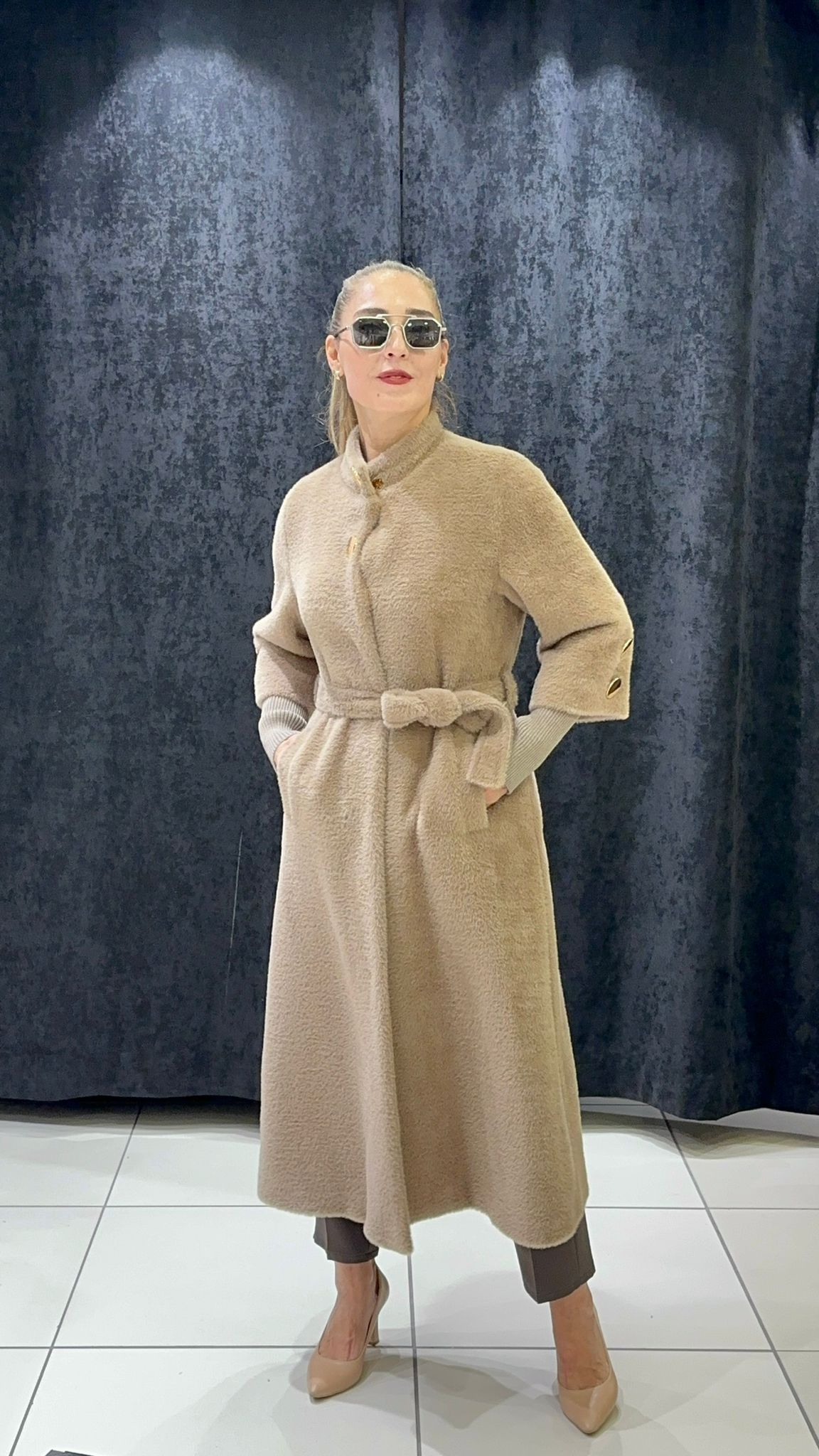 ANGORA KABAN ÇITÇIT DETAY KOL UCU TRİKO RİBANA  - VİZON