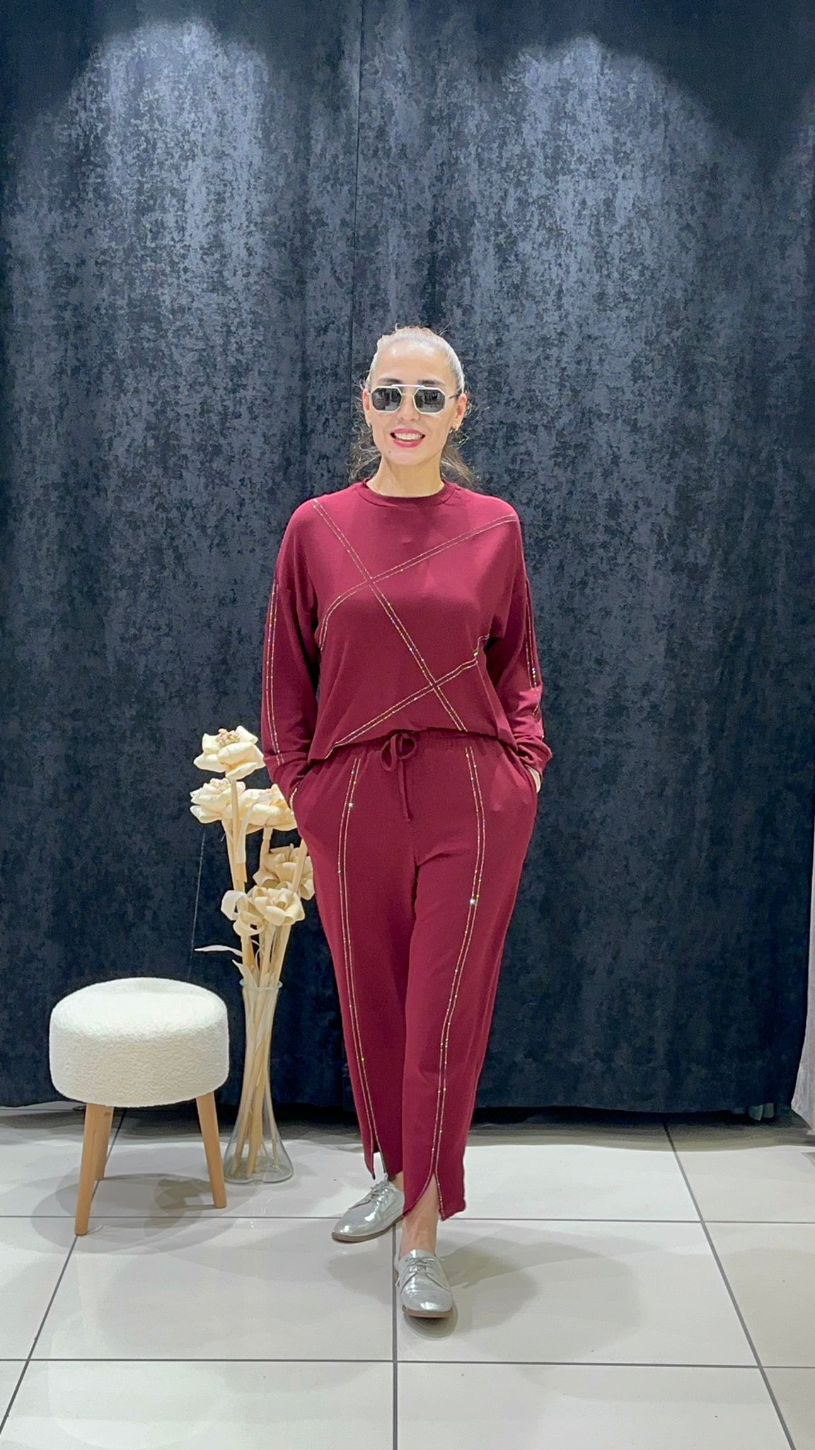 OYSHO TAŞ DETAY PANTOLONLU İKİLİ TAKIM 