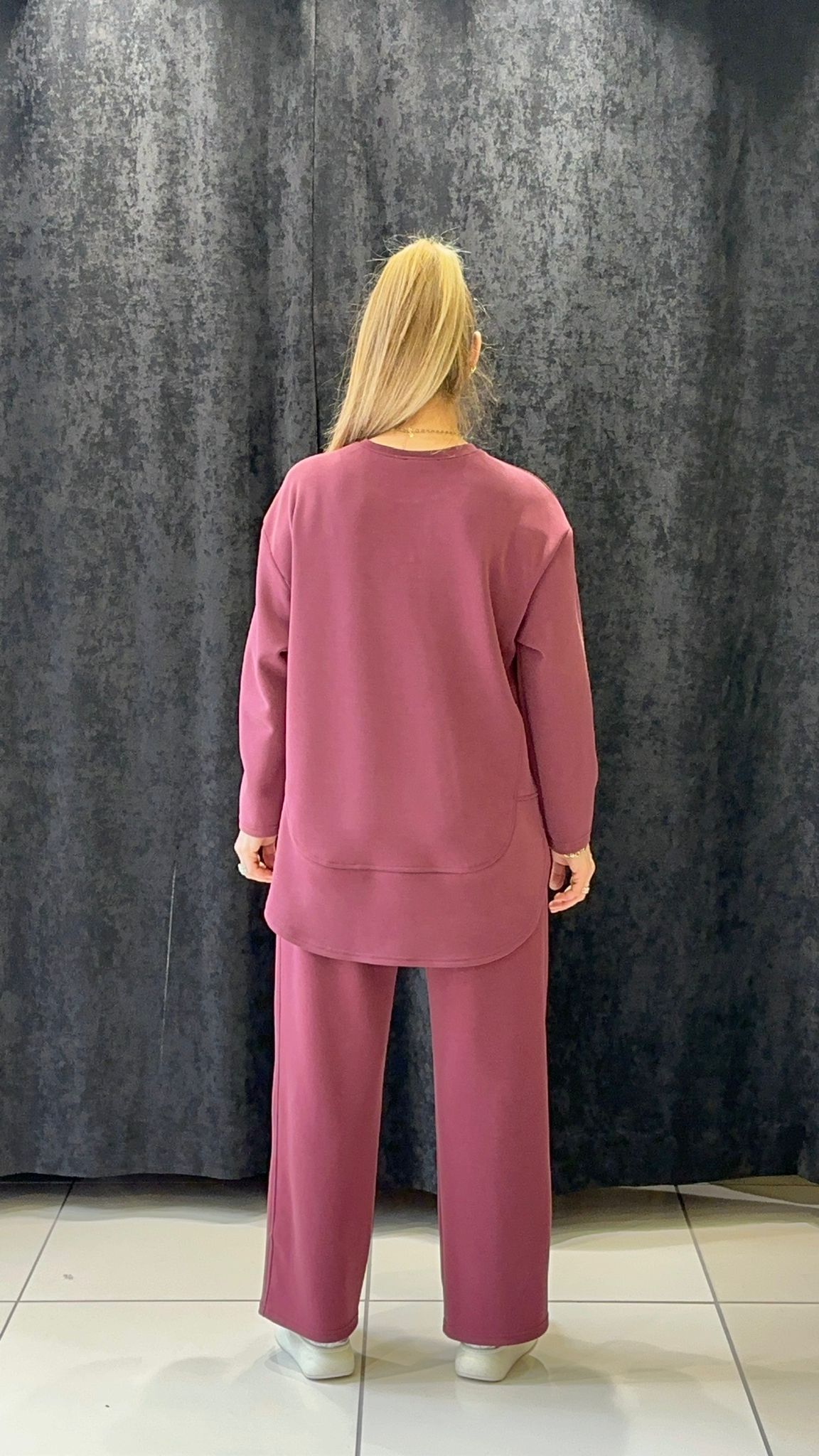 OYSHOO TAKIM PANTOLON BELİ LASTİKLİ VE CEPLİ  - BORDO