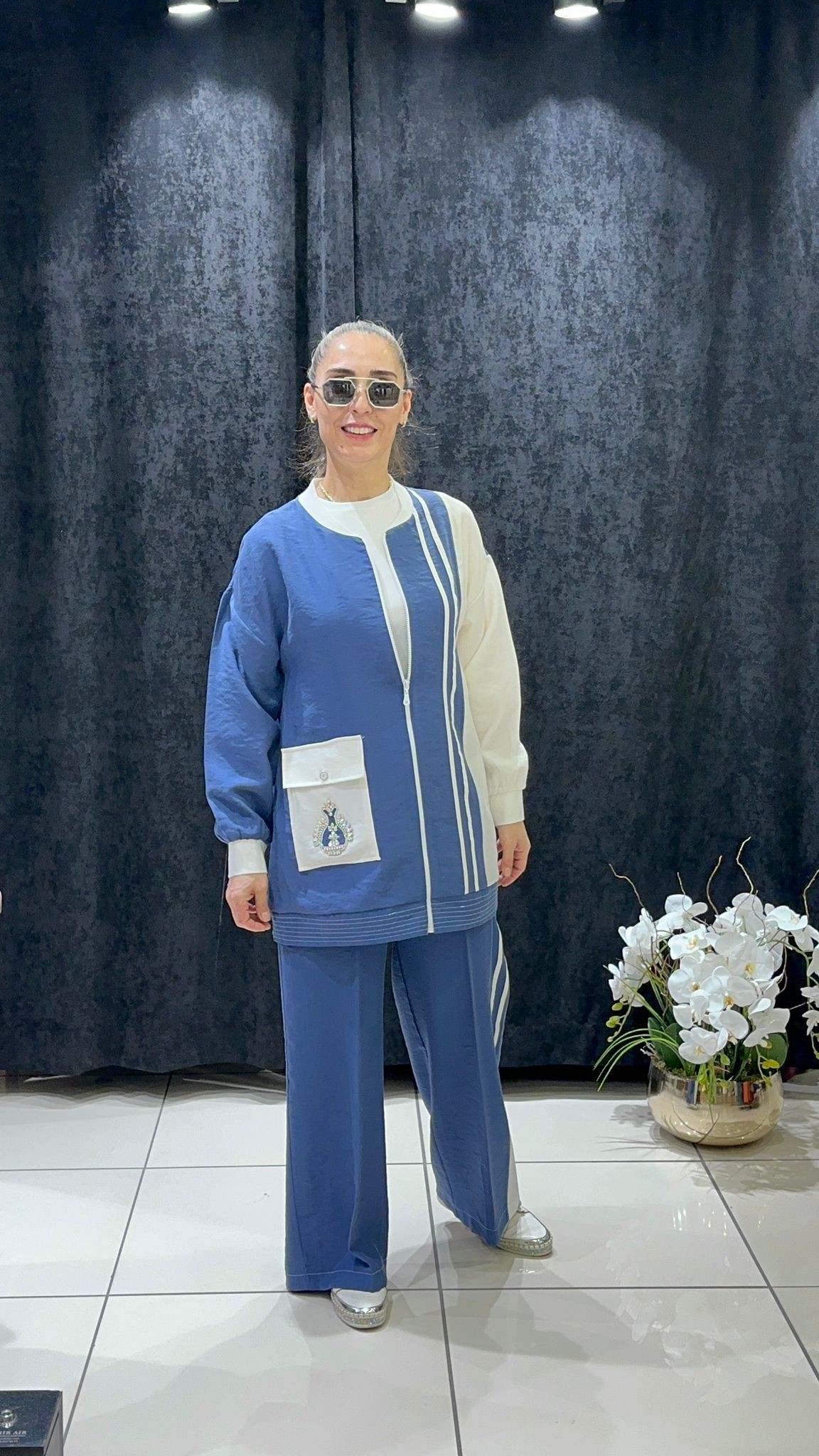 TENSEL BAMIR CEKET BOL PAÇA PANTOLONLU ÜÇLÜ TAKIM - İNDİGO