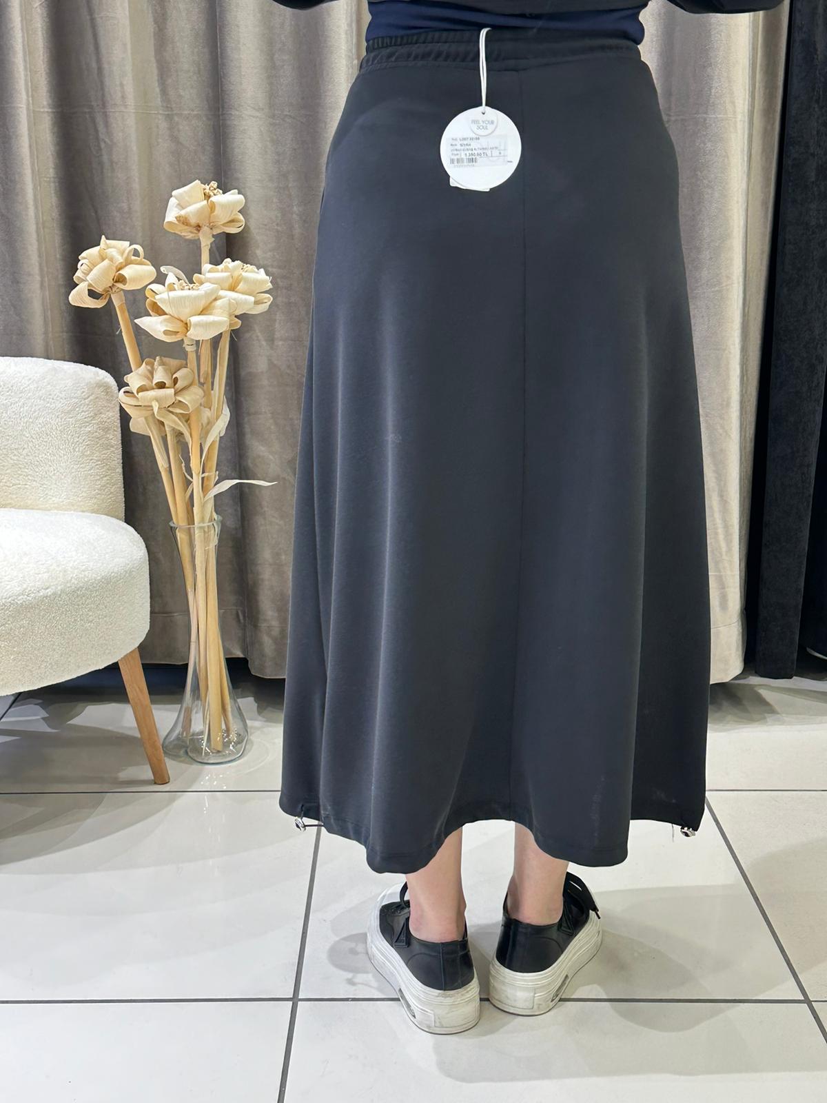 OYSHO KUMAŞ ALTKISMI LASTİK DETAYLI ÇAN ETEK