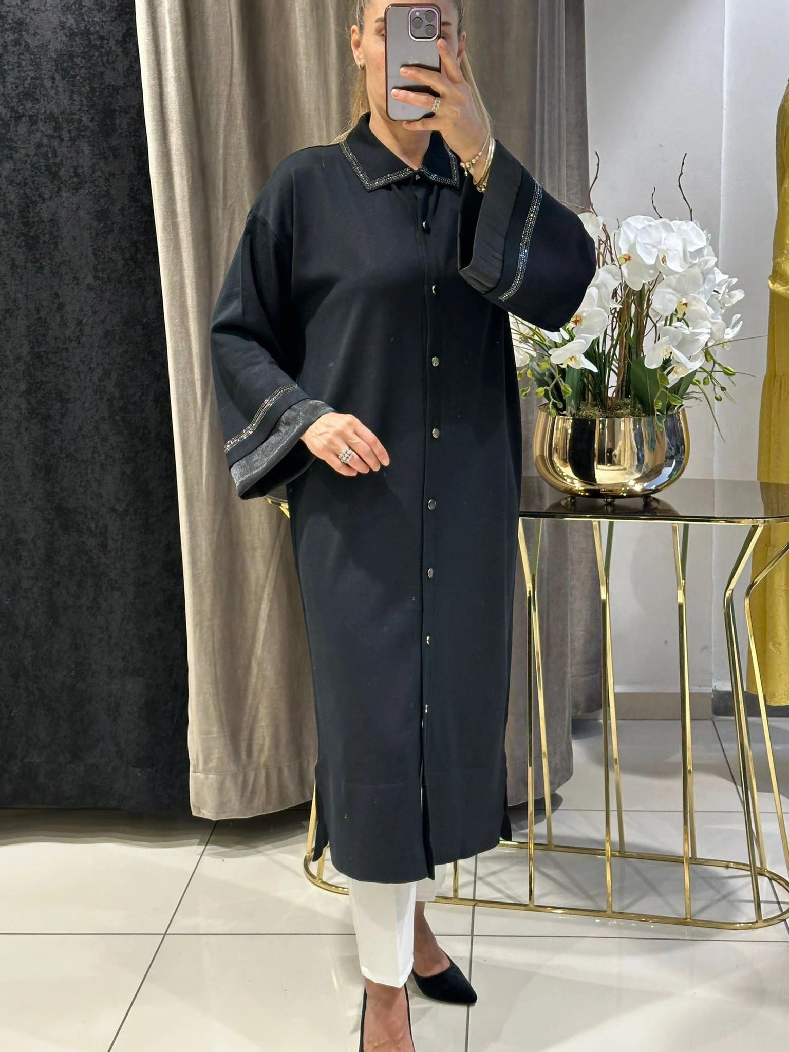 FERACE KOLLARI TÜLLÜ SOĞUK İP MESERİZE HIRKA