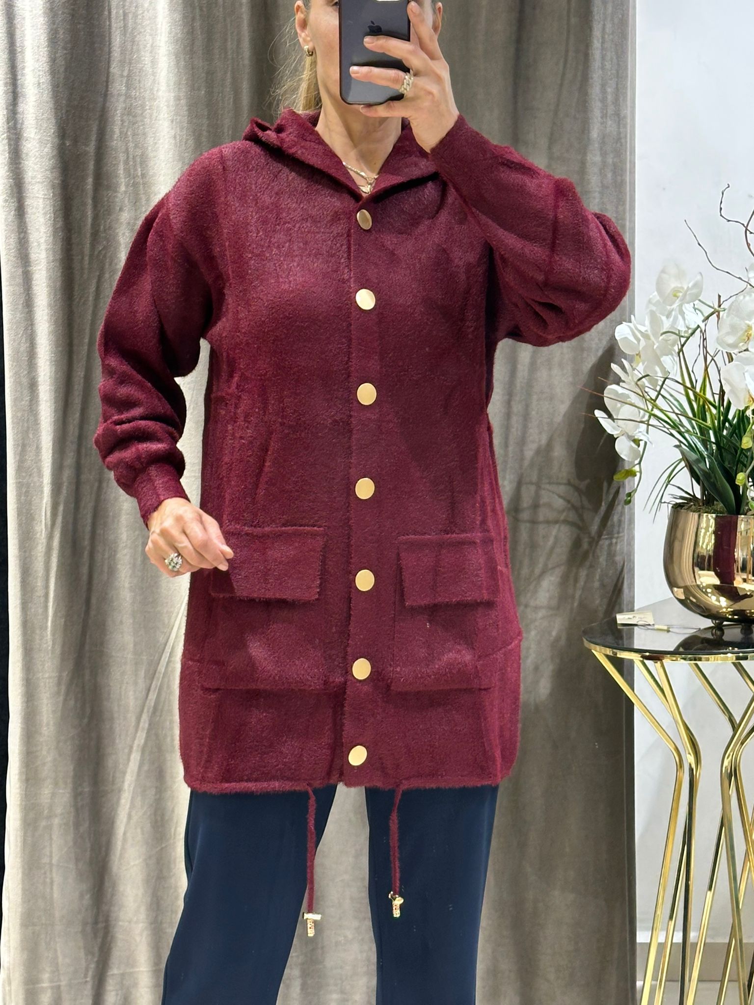 KILL İPLİK GOLD METAL DÜĞME DETAYLI HIRKA  - BORDO