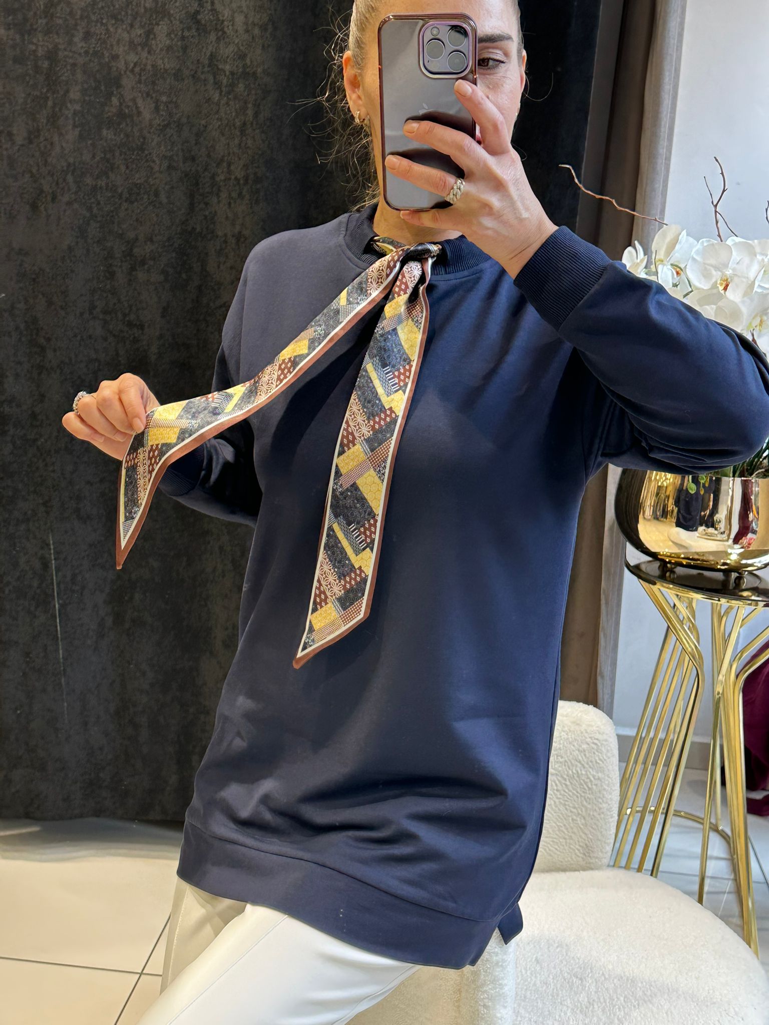 FLAR DETAY BEYZİK İKİ İPLİK PENYE TUNİK  - LACI