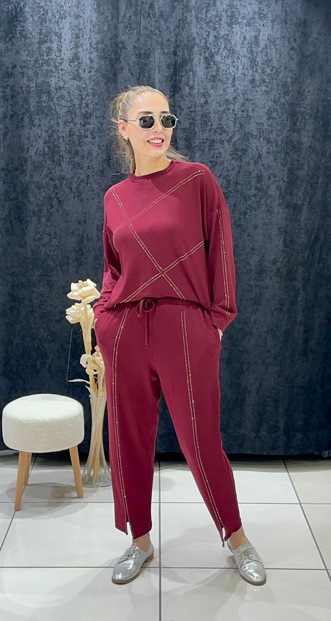 OYSHO TAŞ DETAY PANTOLONLU İKİLİ TAKIM 