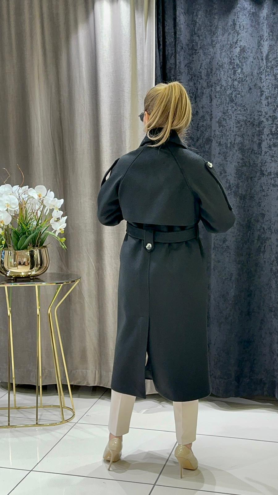 KAŞMİR KABAN APOLET VE PELERİN DETAY MODEL  - SİYAH