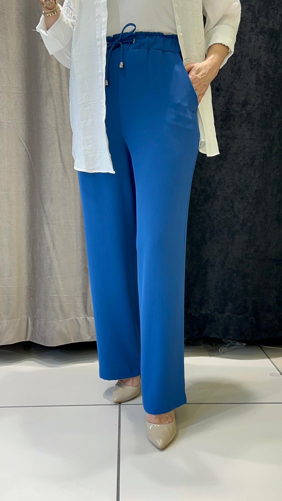 HELSİNKİ İNCE TAM YAZLIK BOL PAÇA PANTOLON  - İNDİGO