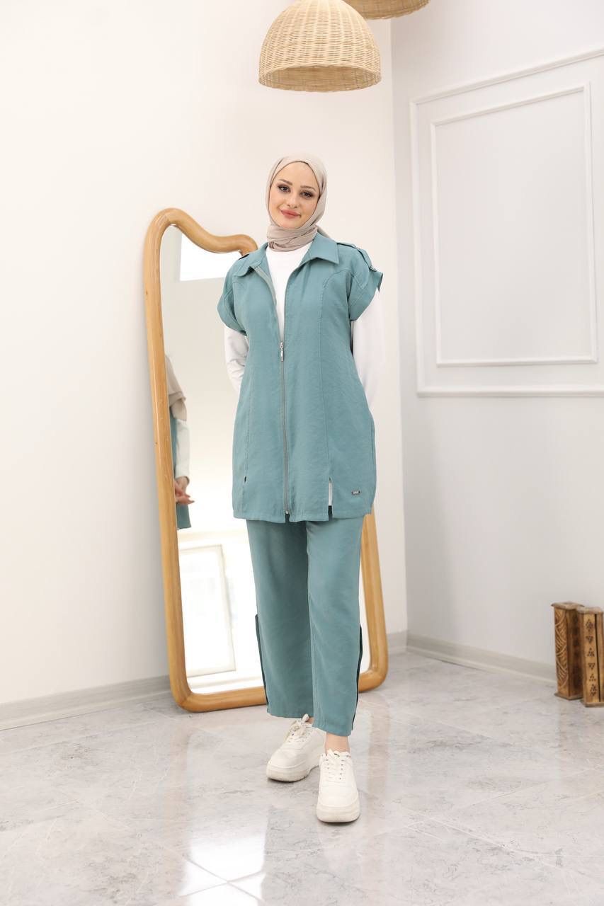 BAMBU TENSEL YELEKLİ ÜÇLÜ TAKIM 