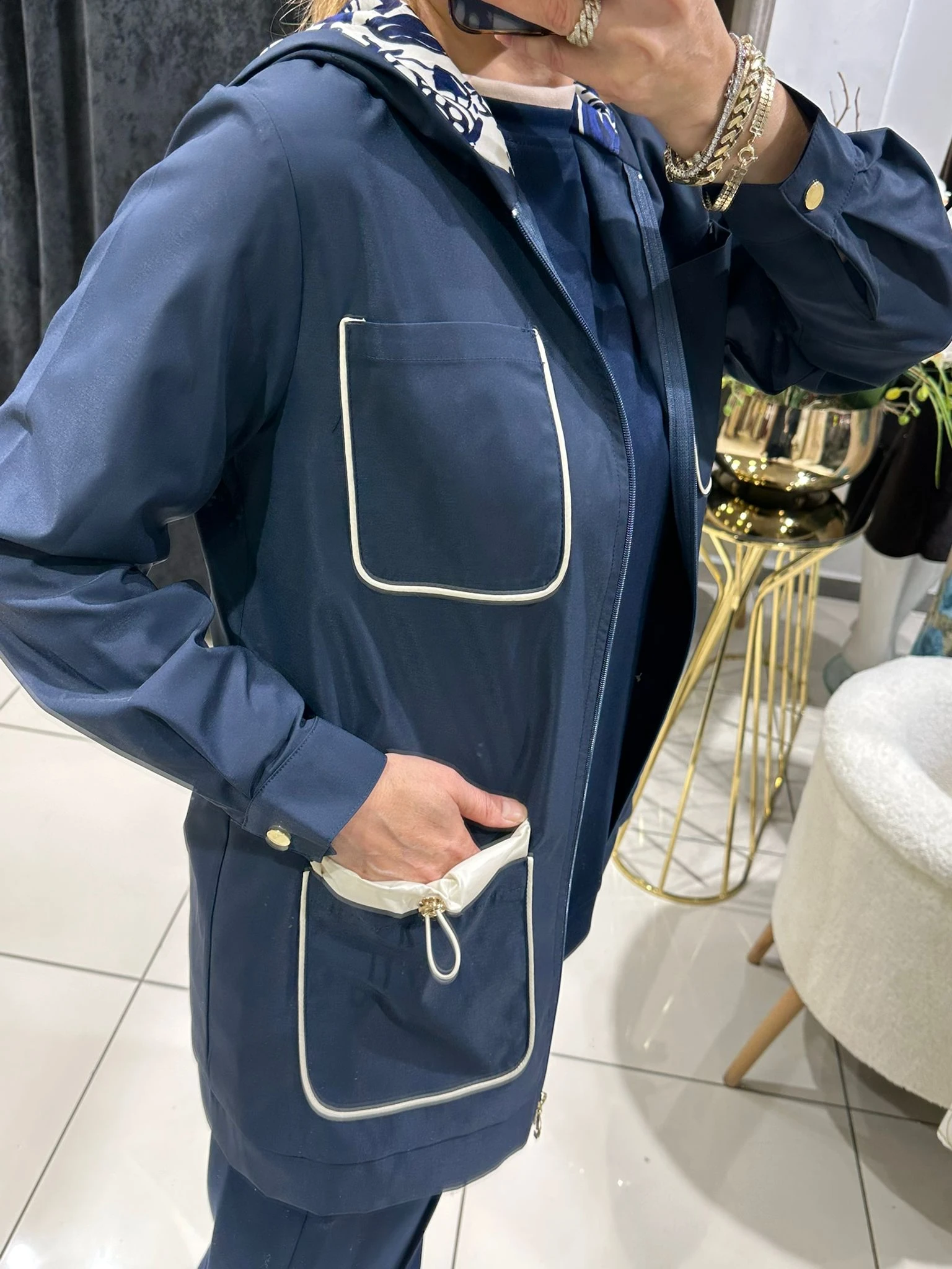 YAĞMURLUK BAMBIR  CEKET DETAYLI ÜÇLÜ TAKIM  - LACI