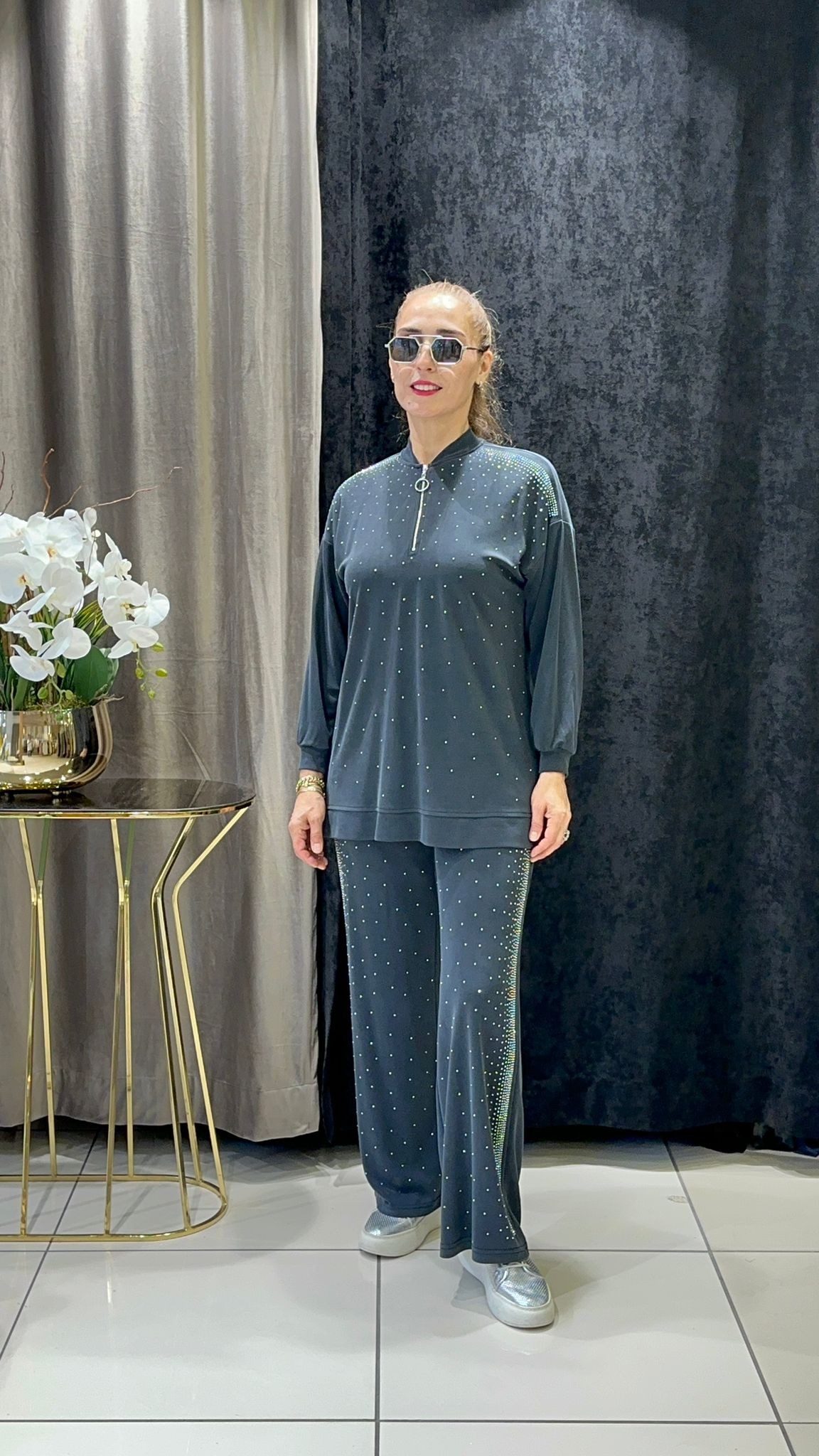 OYSHO TEŞDETAYLI  PANTOLONLU TAKIM - SIYAH