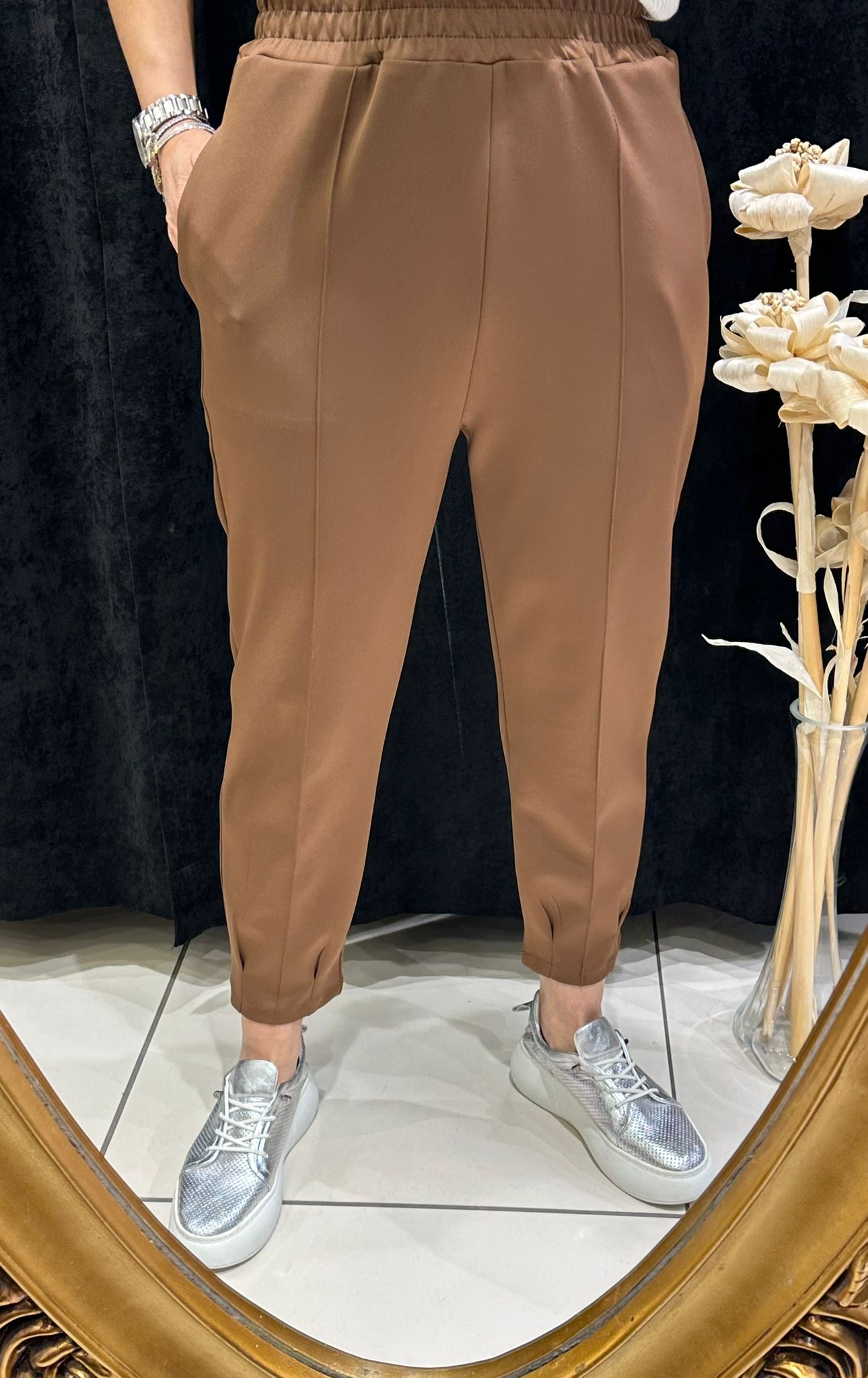 SUCUBA JOGUR BELİ LASTİKLİ PANTOLON - KAHVE