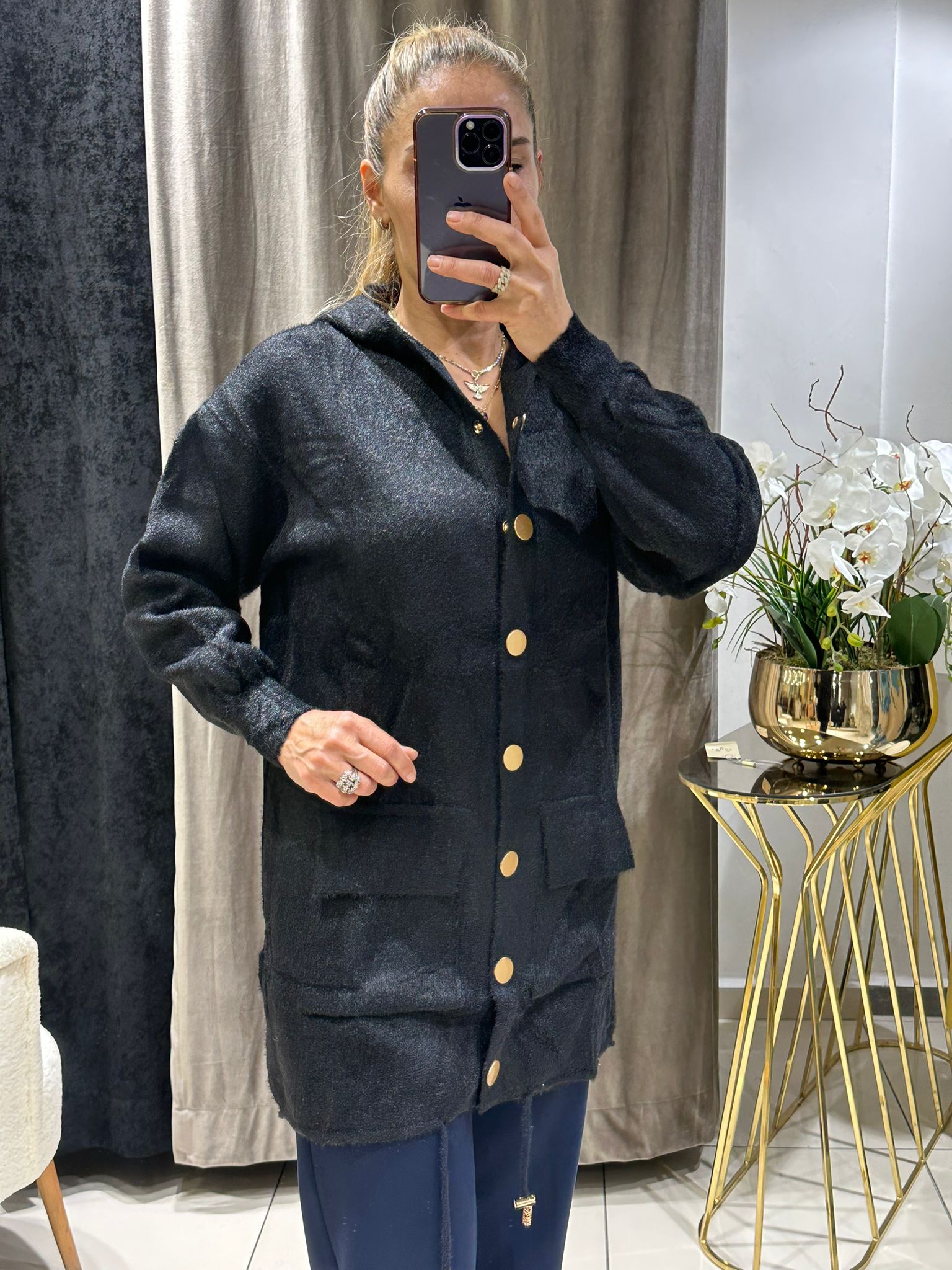 KILL İPLİK GOLD METAL DÜĞME DETAYLI HIRKA  - SİYAH