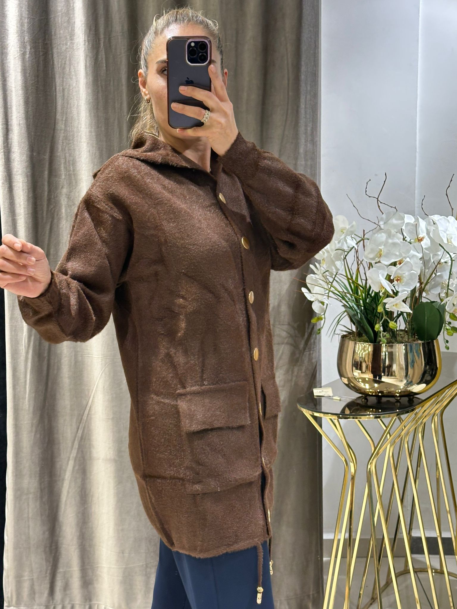 KILL İPLİK GOLD METAL DÜĞME DETAYLI HIRKA  - KAHVE