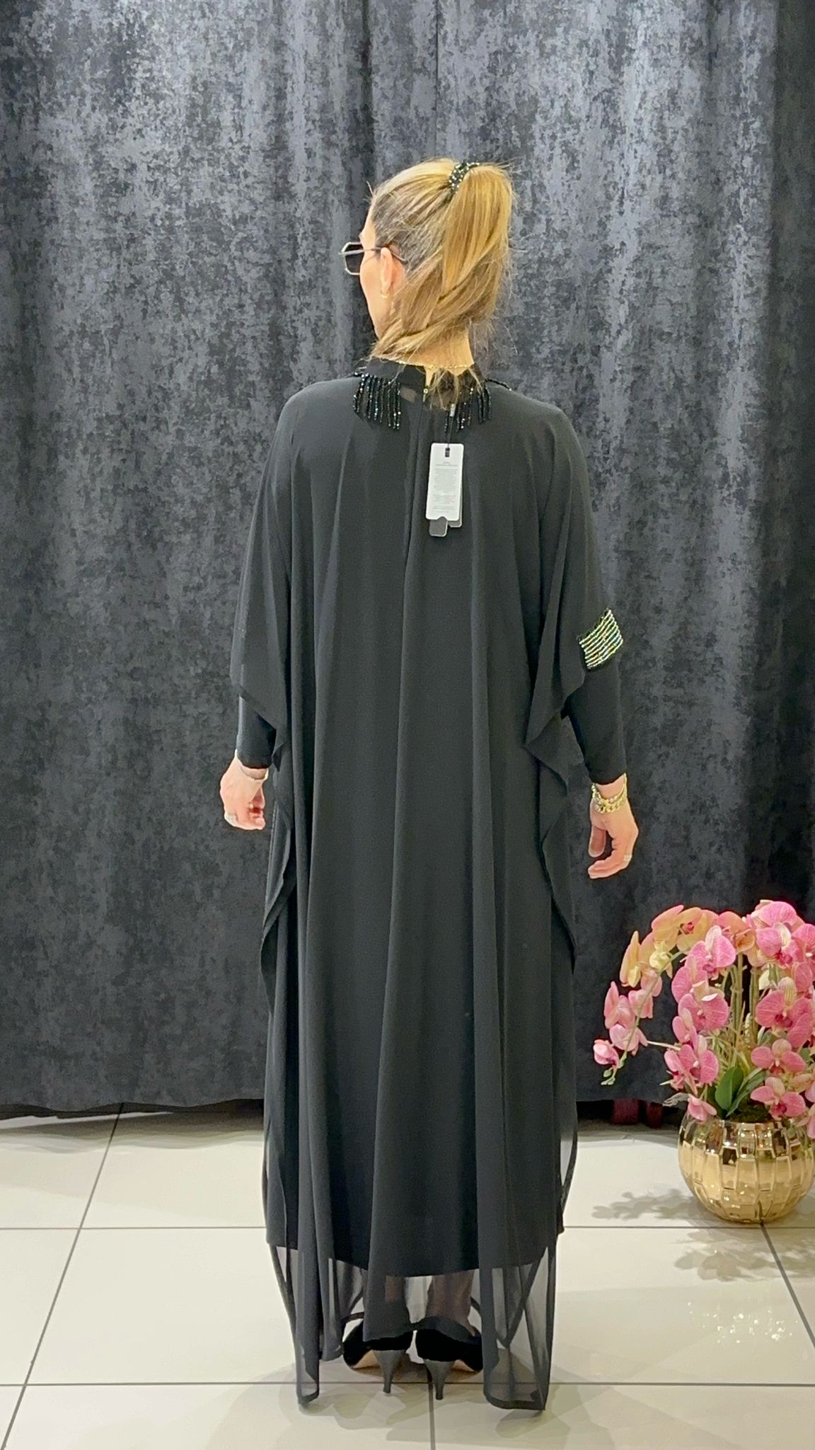 LUXURY ABAYA ELBİSE İKİLİ  - SİYAH