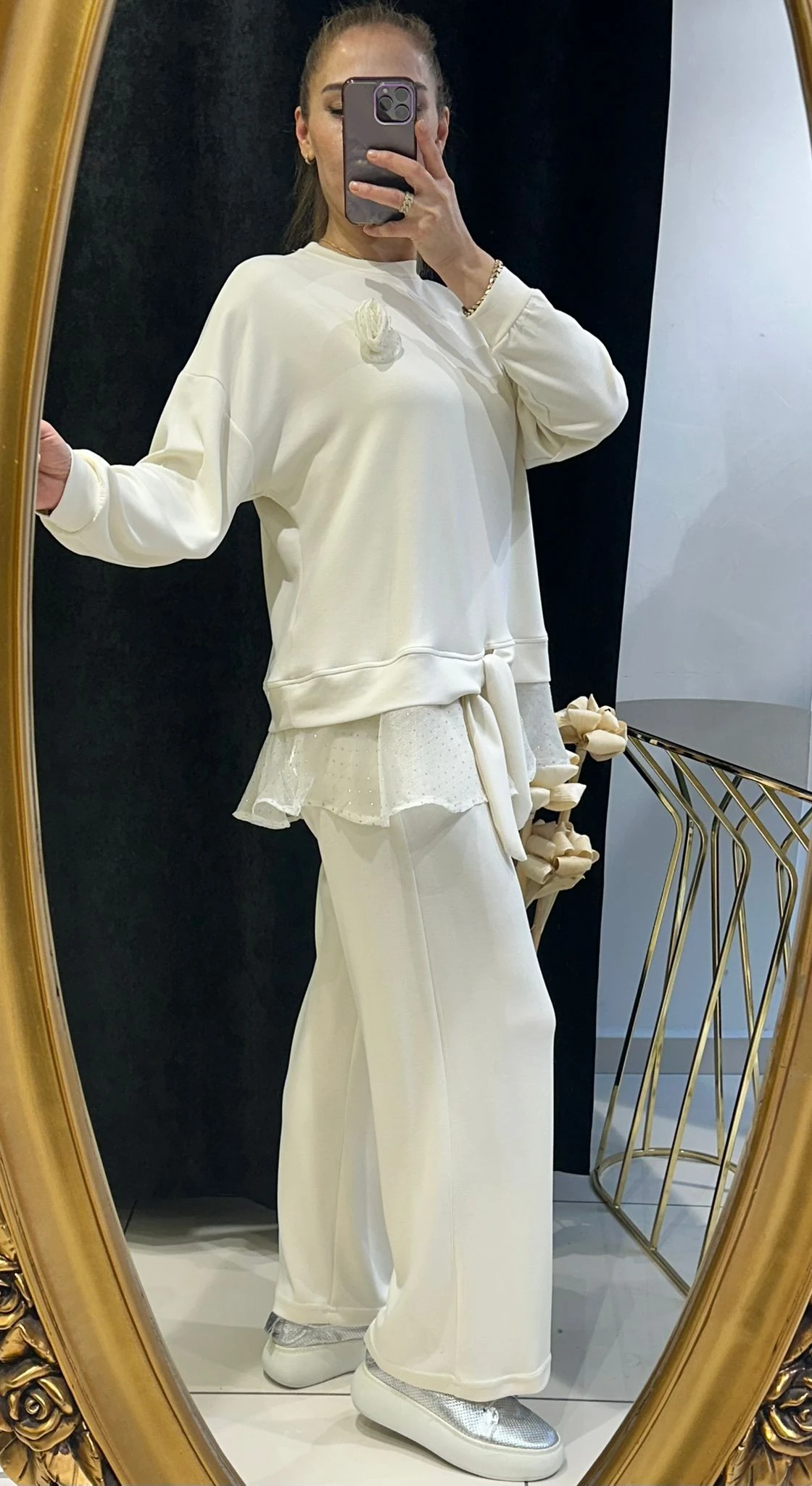 OYSHO ORGANZE DETAY PANTOLONLU İKİLİ TAKIM 