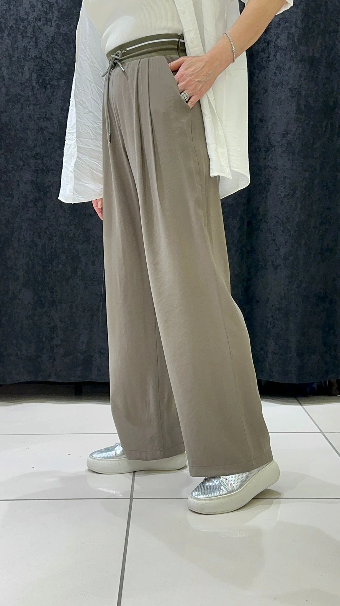 QUPRA TENSEL PALAZZO PANTOLON BELİ RİBANA DETAY - HAKİ