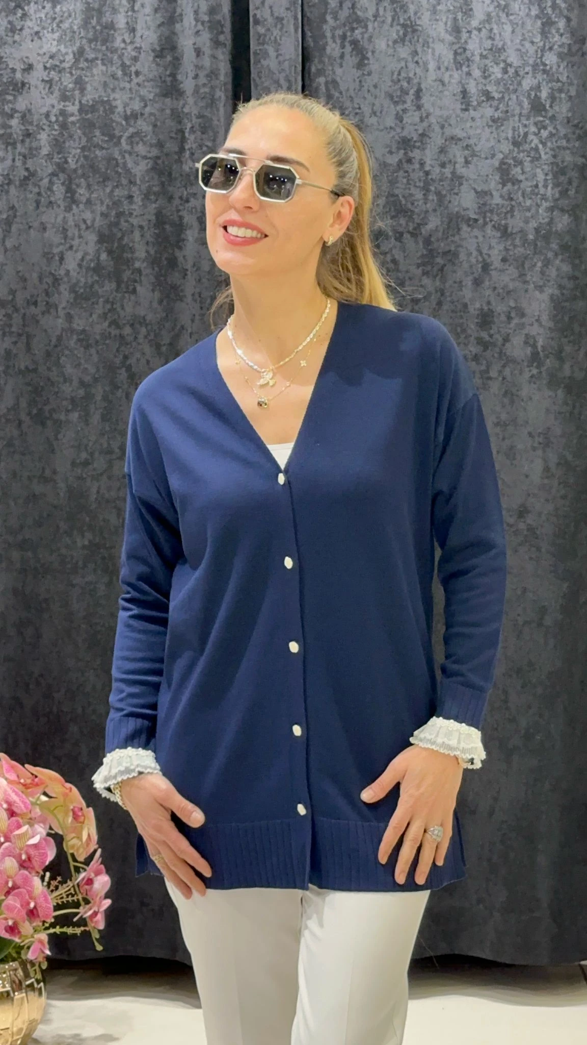 KOLLARI TÜLLÜ SOĞUK İP MESERİZE HIRKA - LACI