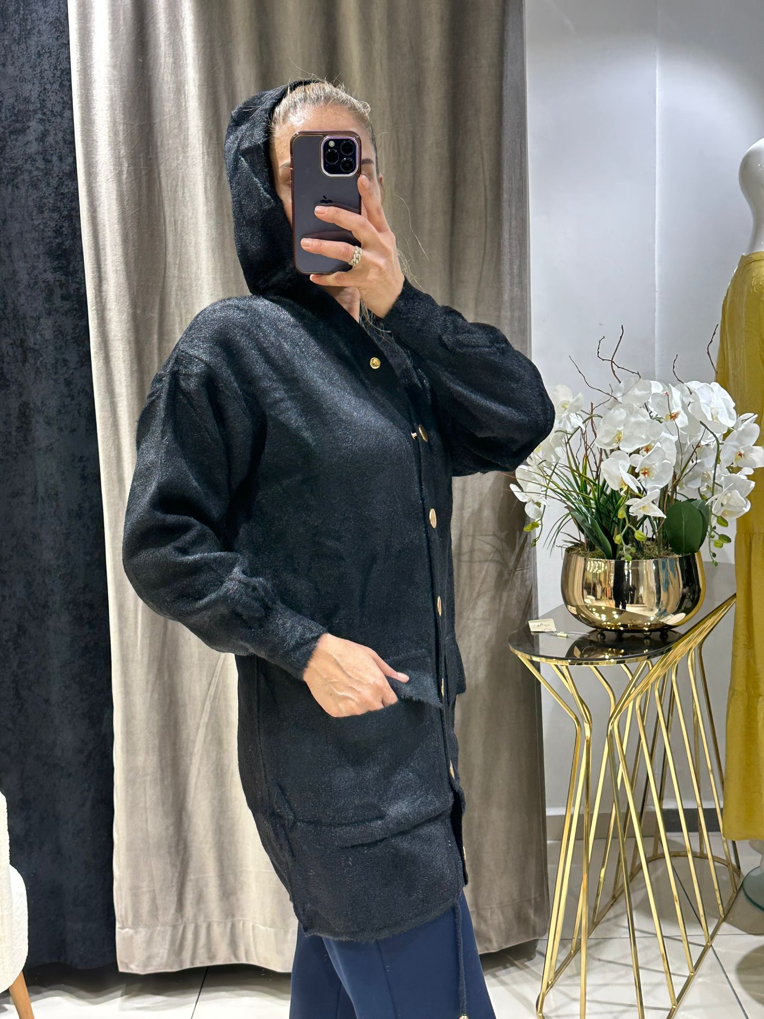 KILL İPLİK GOLD METAL DÜĞME DETAYLI HIRKA  - SİYAH