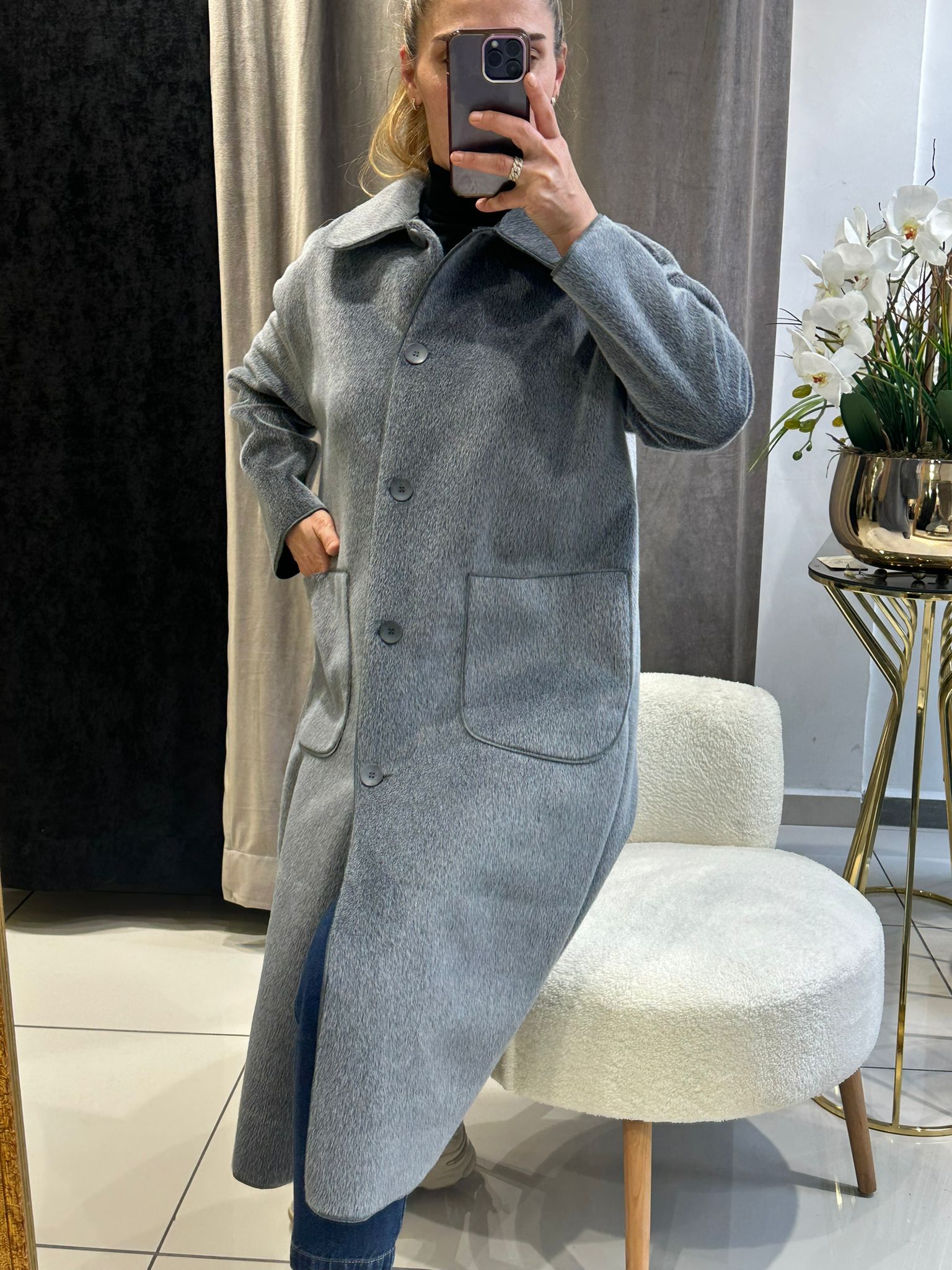 TORBA CEPLİ OVERSİZE KABAN  - ANTRASİT