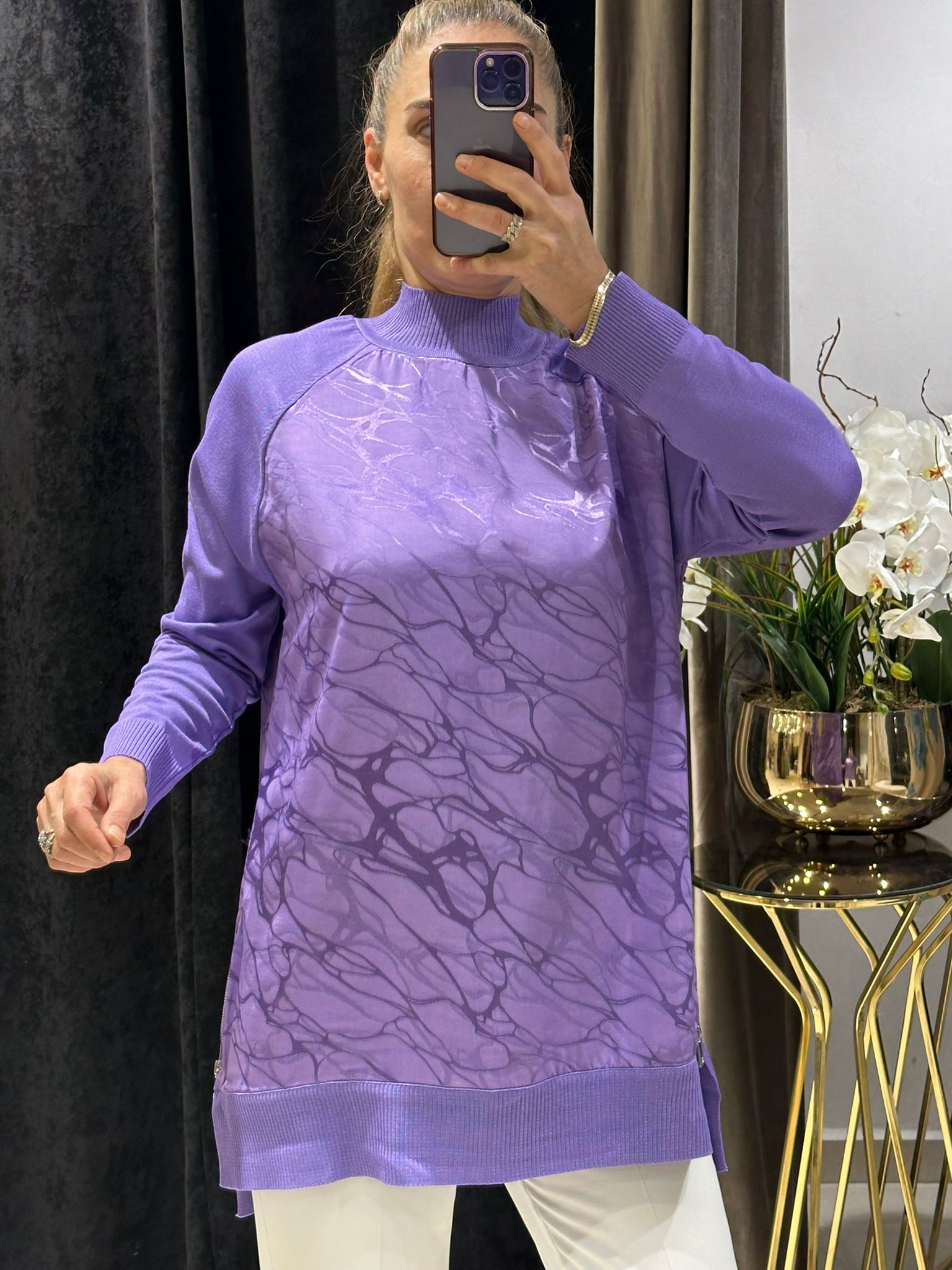 YANI FERMUARLI SATEN FIRÇA DESEN SOĞUK İP TRİKO  