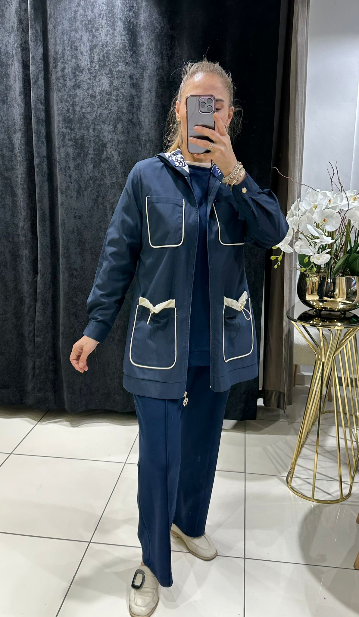 YAĞMURLUK BAMBIR  CEKET DETAYLI ÜÇLÜ TAKIM  - LACI