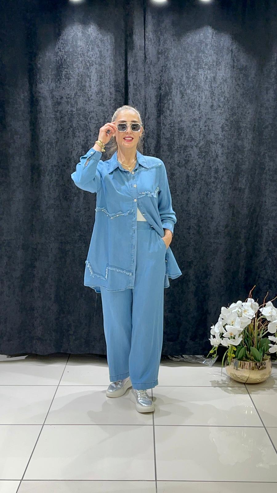 KOT TENSEL TAŞ DETAY TUNİK PANTOLON TAKIM