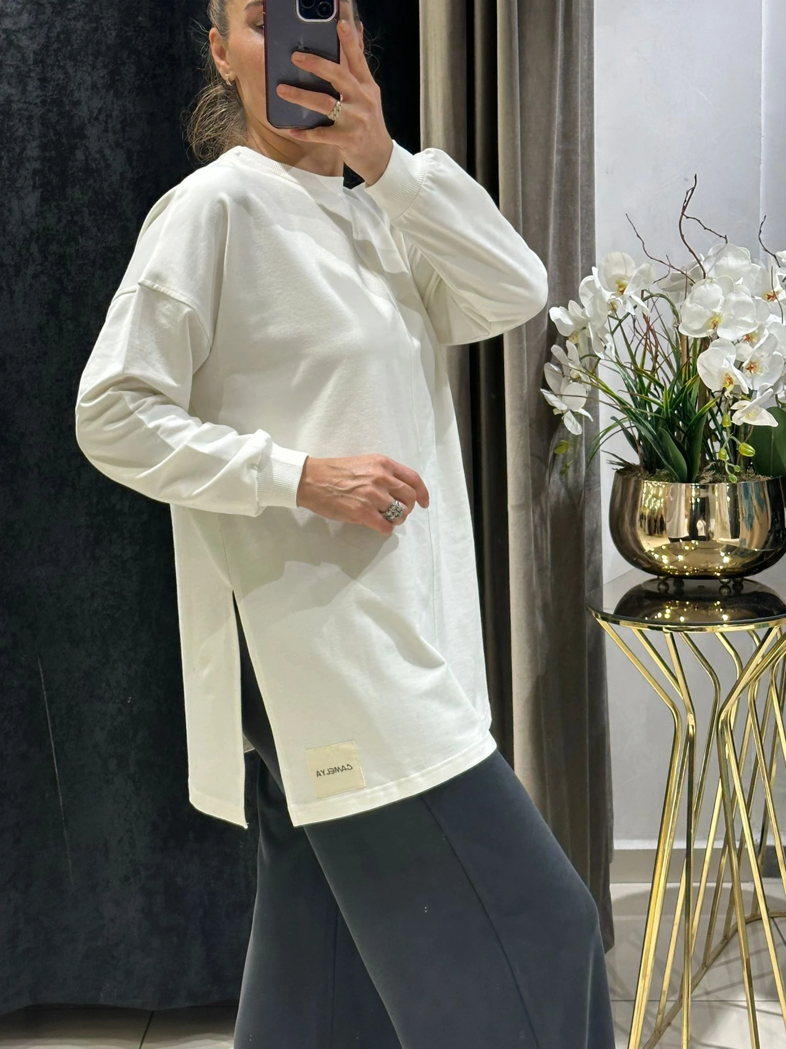 BEYZİK İKİ İPLİK PENYE TUNİK  - EKRU