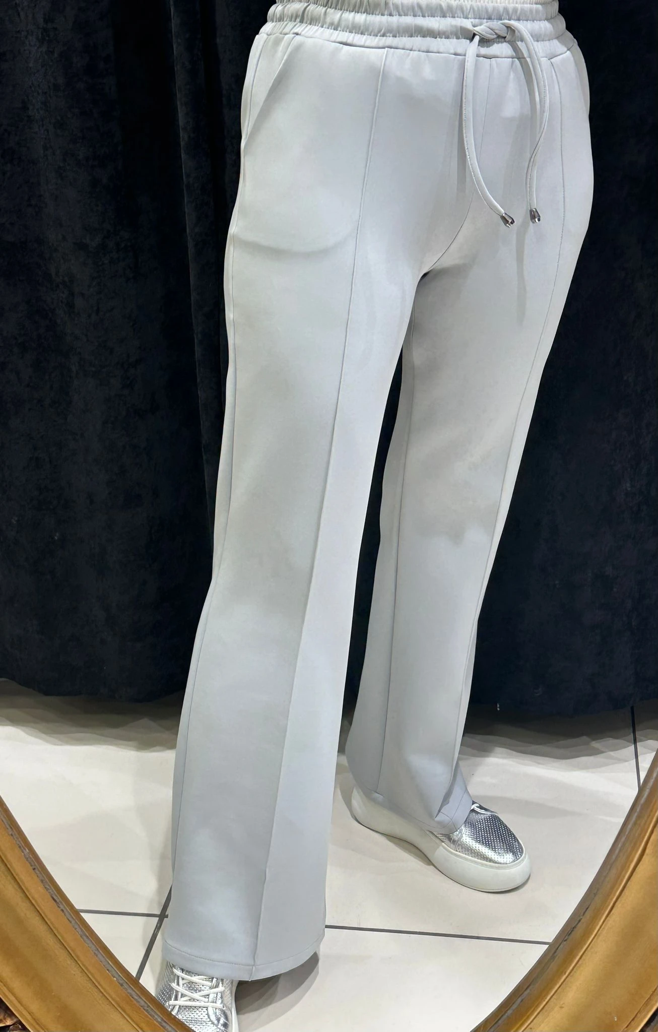 İSPANYOL PAÇA SCUBA BELİ LASTİKLİ PANTOLON  - GRİ