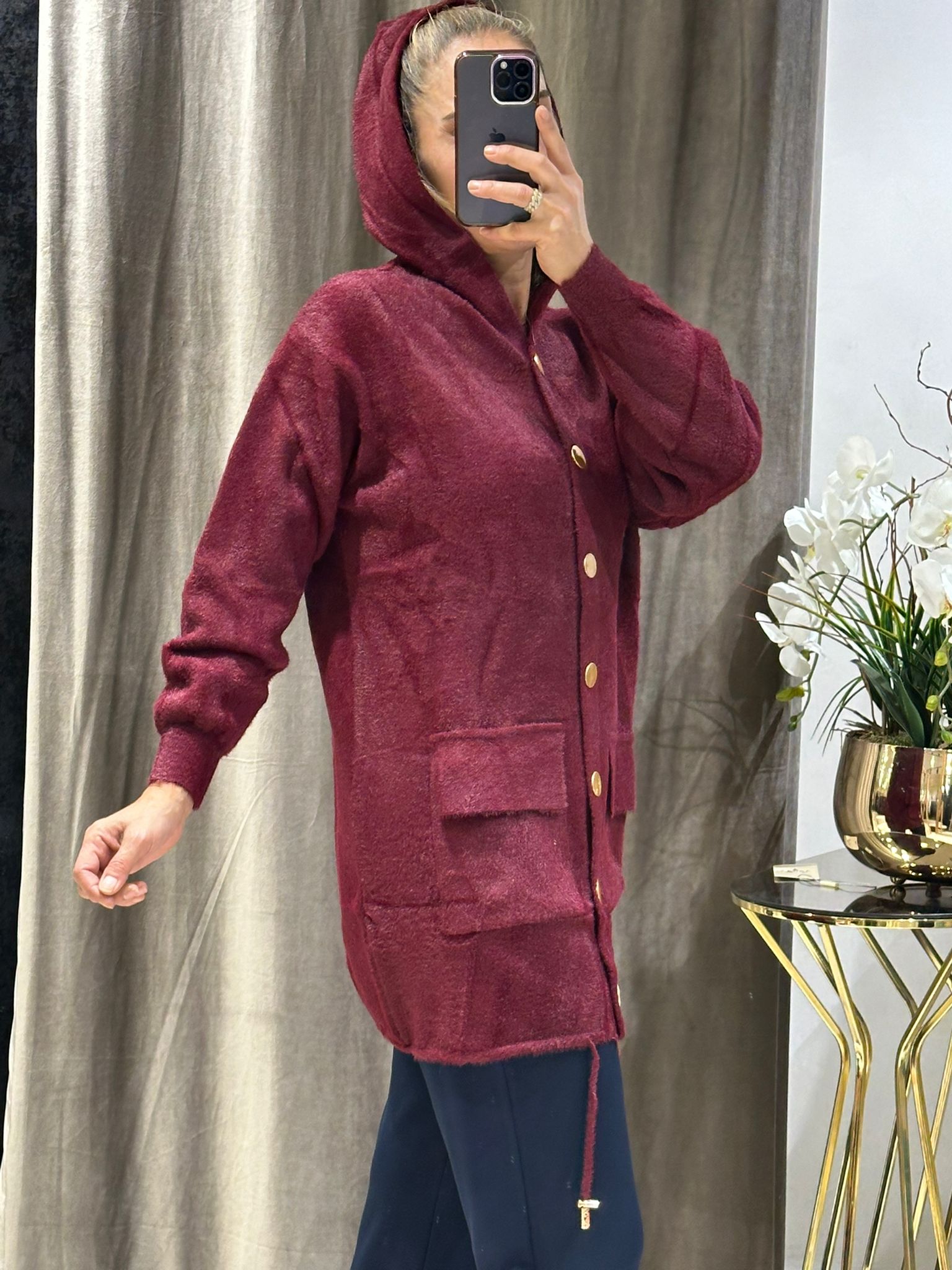KILL İPLİK GOLD METAL DÜĞME DETAYLI HIRKA  - BORDO