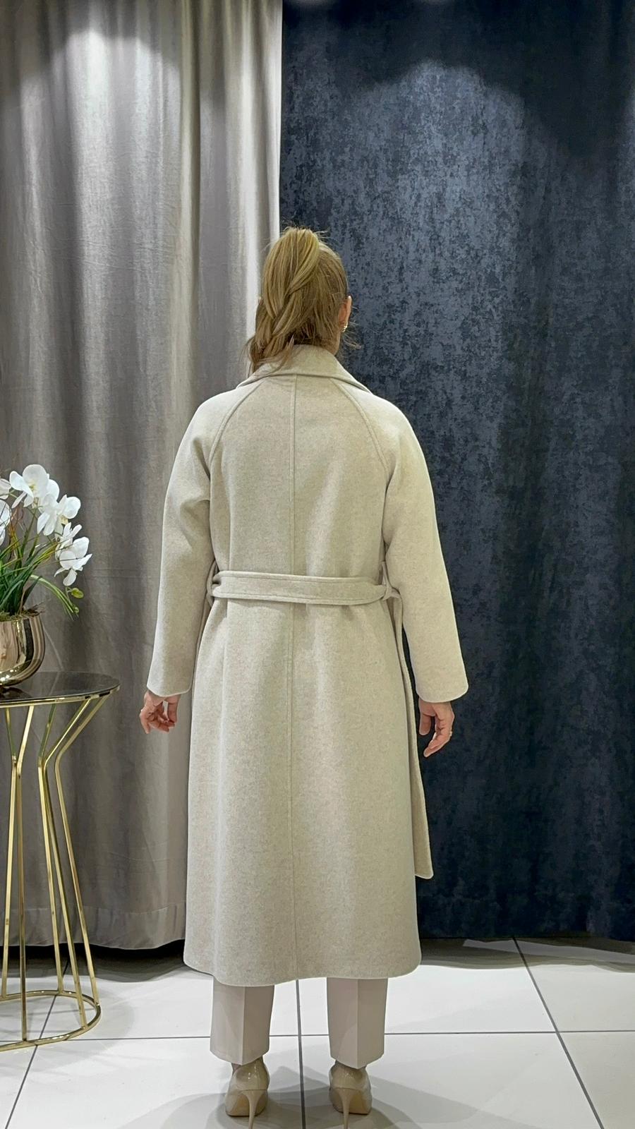 KAŞMİR KABAN KIMONO MODEL DÜĞMESİZ     - A.BEJ