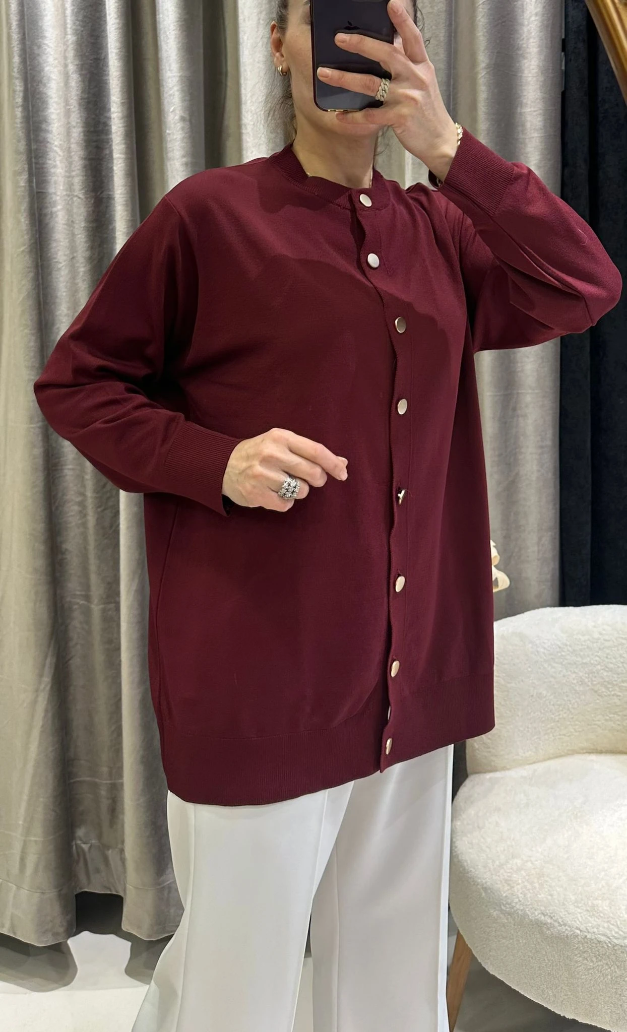 DÜĞME DETEY SOF TRİKO HIRKA - BORDO