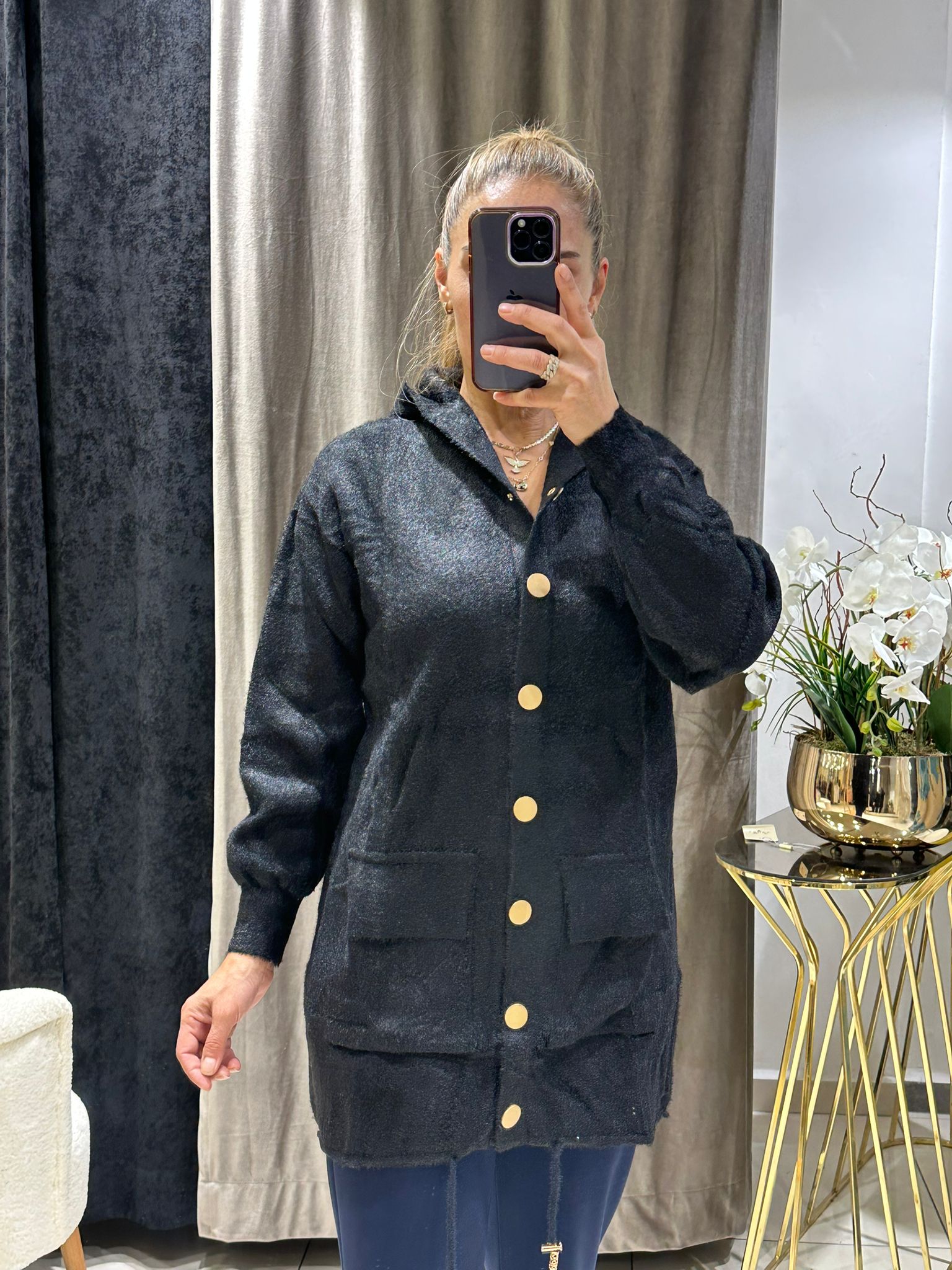 KILL İPLİK GOLD METAL DÜĞME DETAYLI HIRKA  - SİYAH