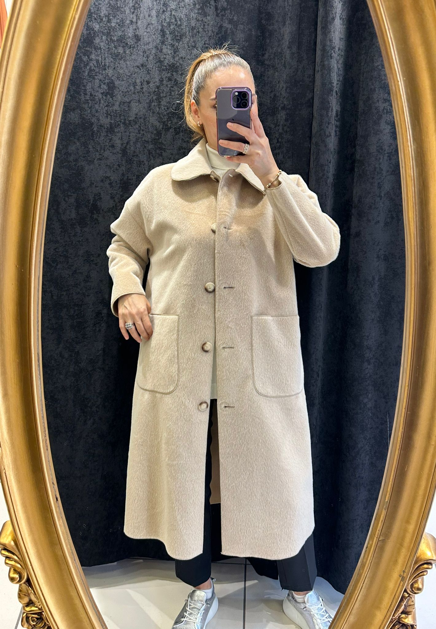 TORBA CEPLİ OVERSİZE KABAN  - TOPRAK