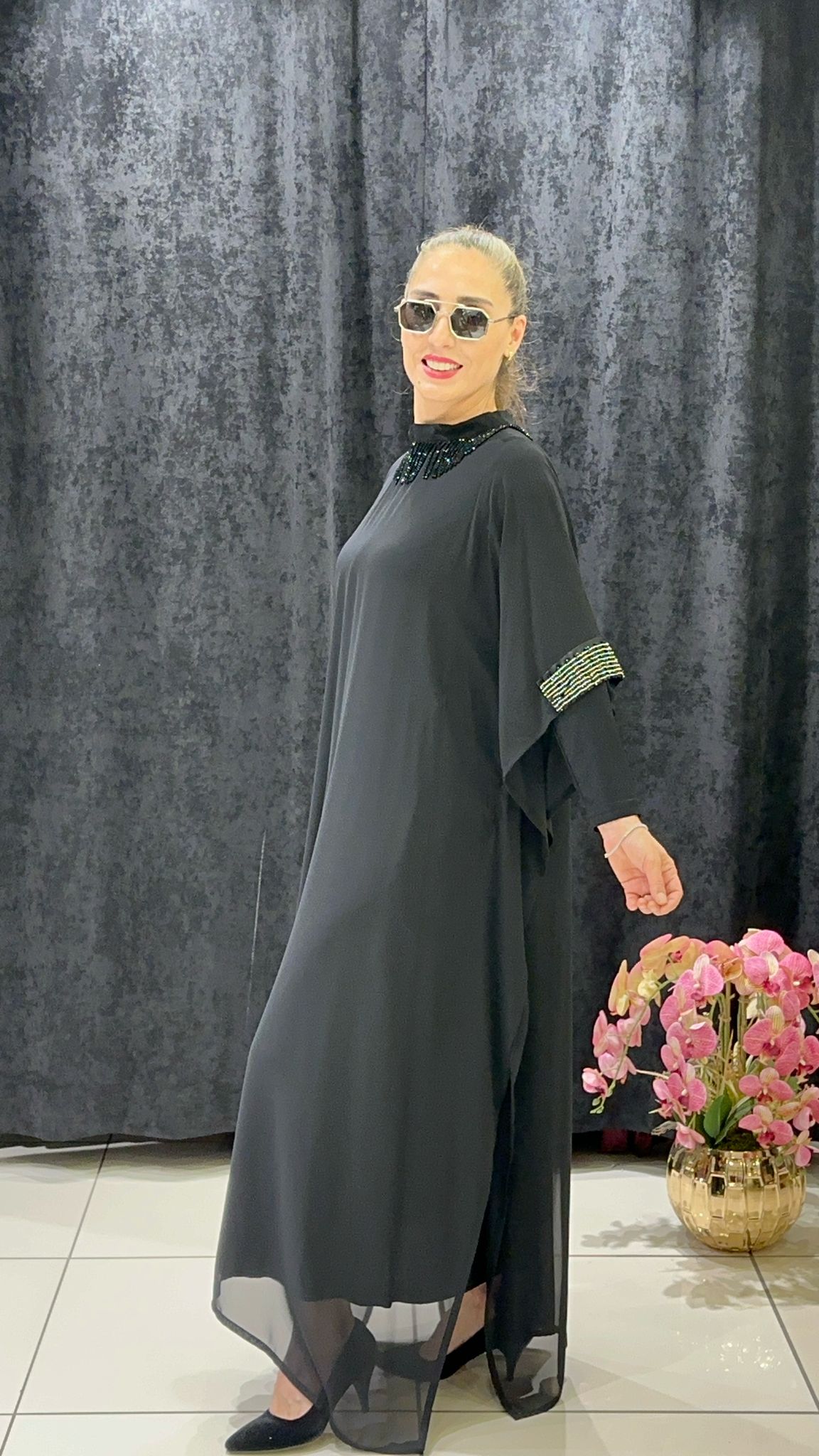 LUXURY ABAYA ELBİSE İKİLİ  - SİYAH