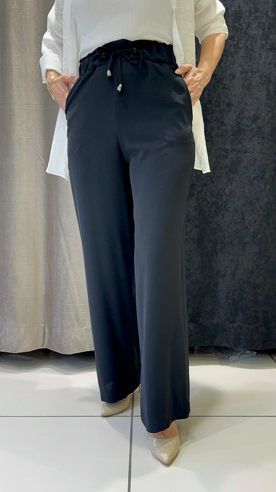 HELSİNKİ İNCE TAM YAZLIK BOL PAÇA PANTOLON  - SİYAH