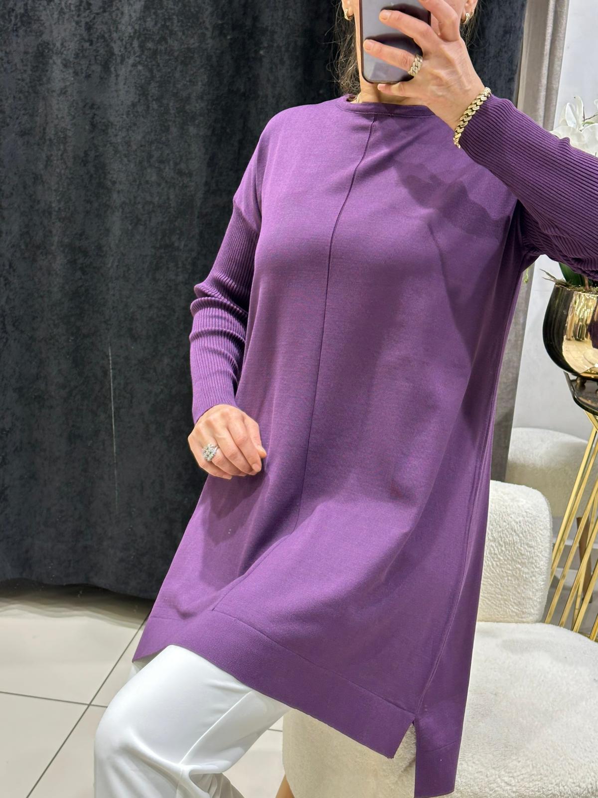 ORTASI DİKİŞ DETAYLI SOĞUK İP MESERİZE TRİKO