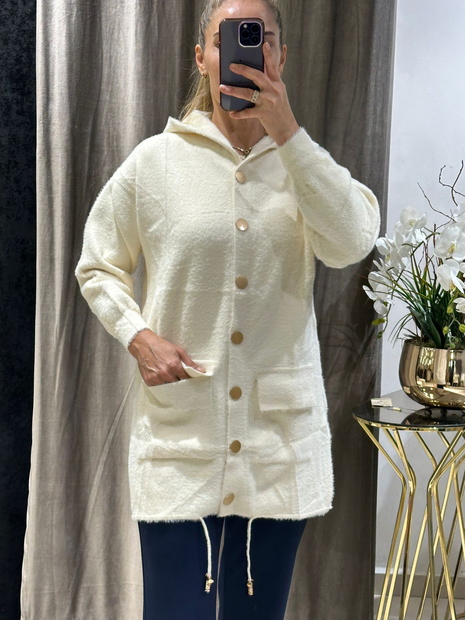 KILL İPLİK GOLD METAL DÜĞME DETAYLI HIRKA  - EKRU