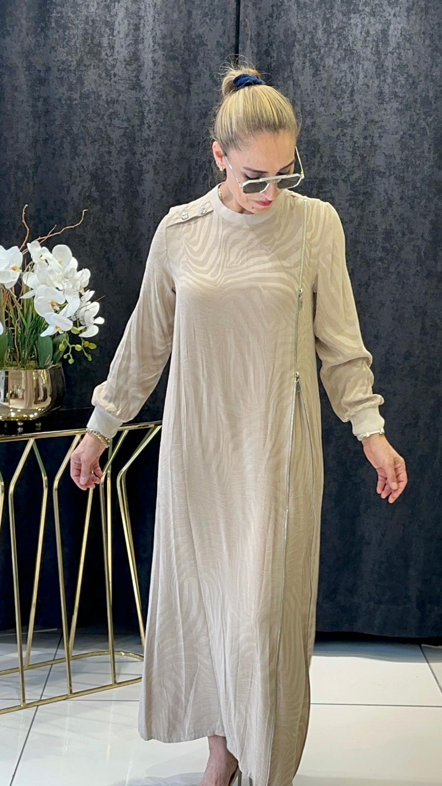 İPEK QUPRA FERMUAR DETEYLI ELBİSE 