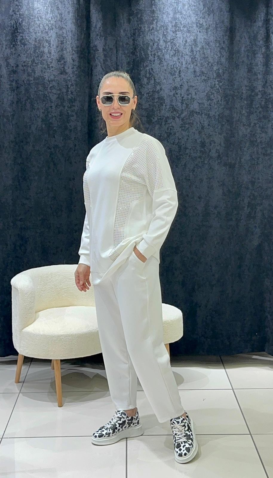 OYSHO KUMAŞ TAŞ DETAY İKİLİ TAKIM 