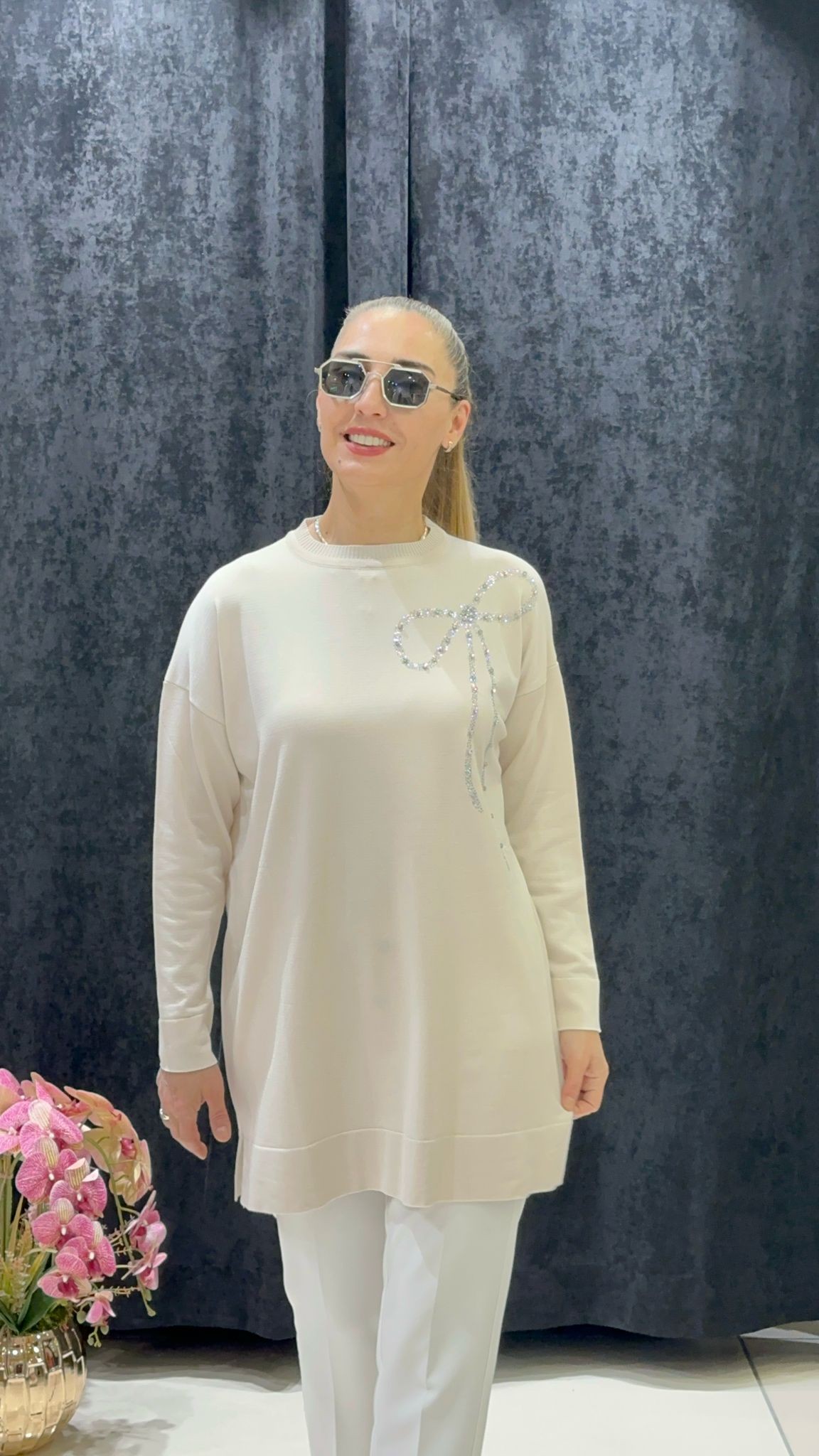 KURDALE TAŞ DETAYLI SOĞUK İP MESERİZE TRİKO