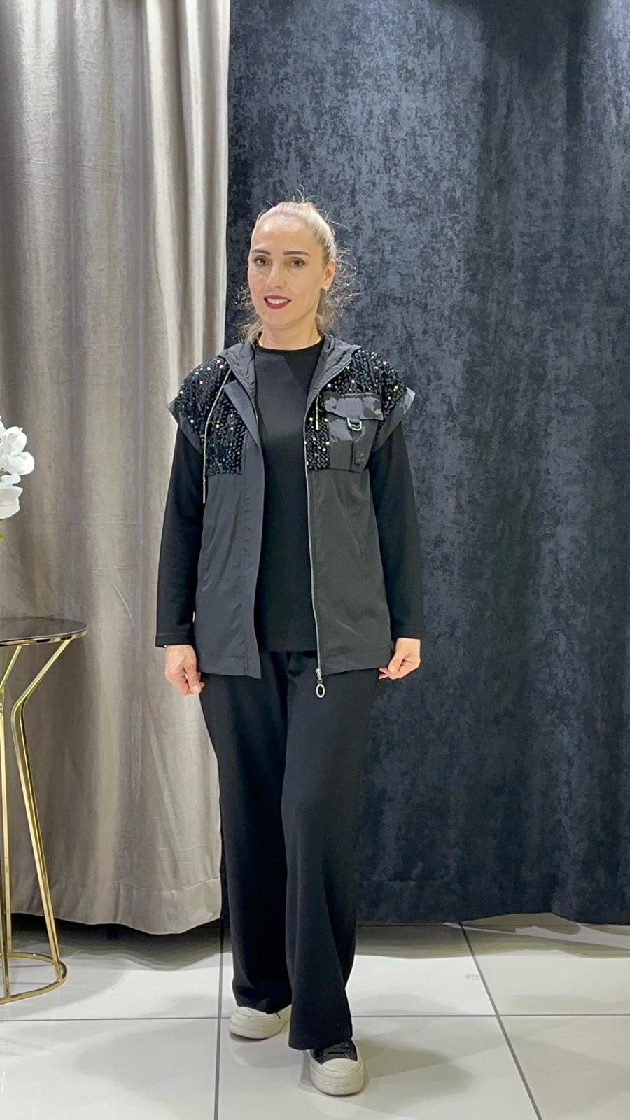 OYSHO PUL PAYET VE PARAŞÜT GARNİLİ ÜÇLÜ TAKIM 