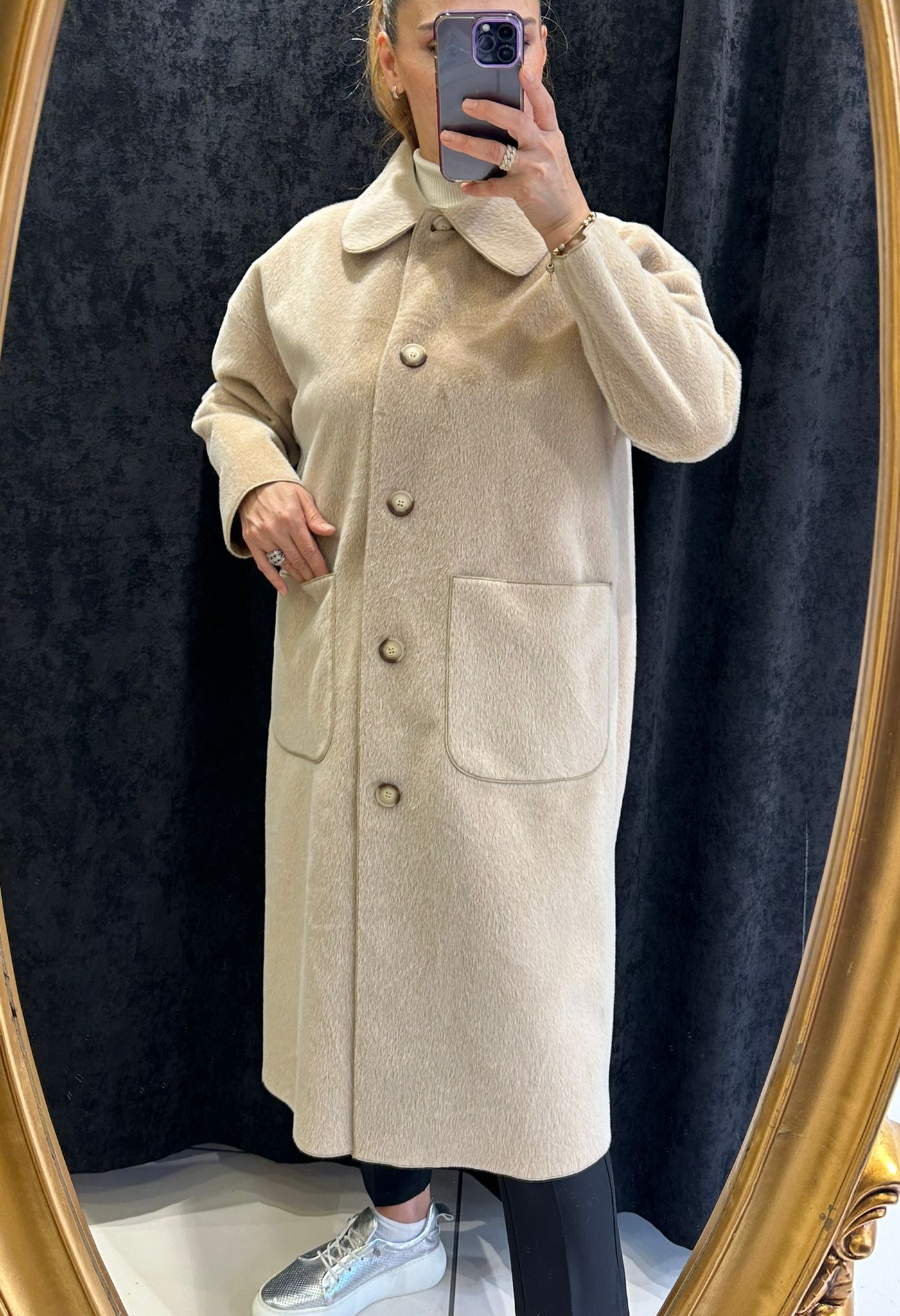 TORBA CEPLİ OVERSİZE KABAN  - TOPRAK