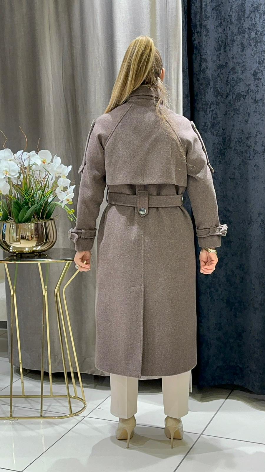 KAŞMİR KABAN APOLET VE PELERİN DETAY MODEL  - KAHVE