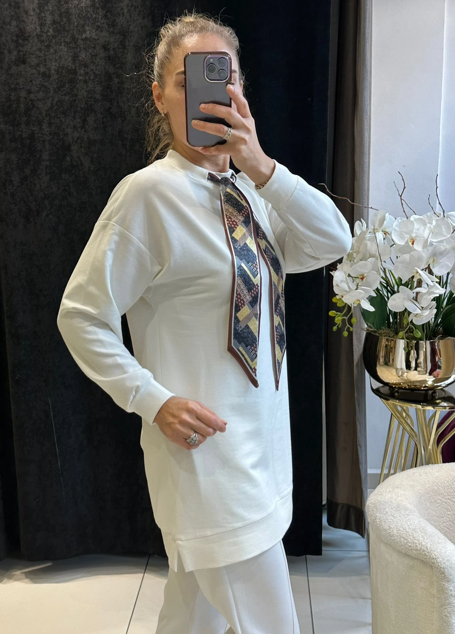 FLAR DETAY BEYZİK İKİ İPLİK PENYE TUNİK 