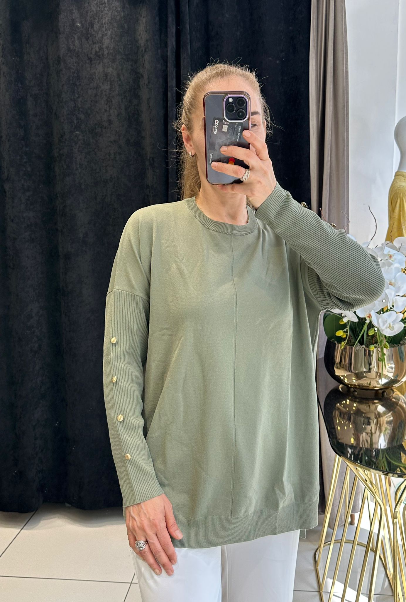 KOL DÜĞME DETAY  BİSİKLET YAKA SOFT TRİKO  - ÇAĞLA