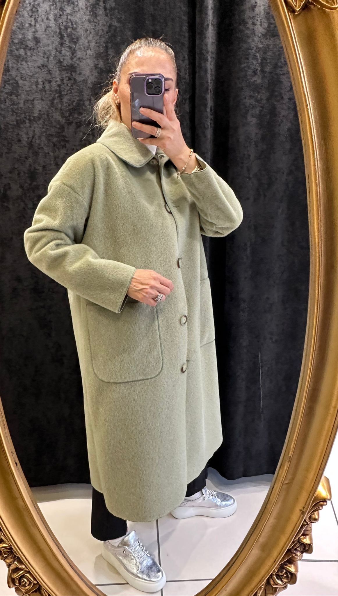 TORBA CEPLİ OVERSİZE KABAN  - YEŞİL