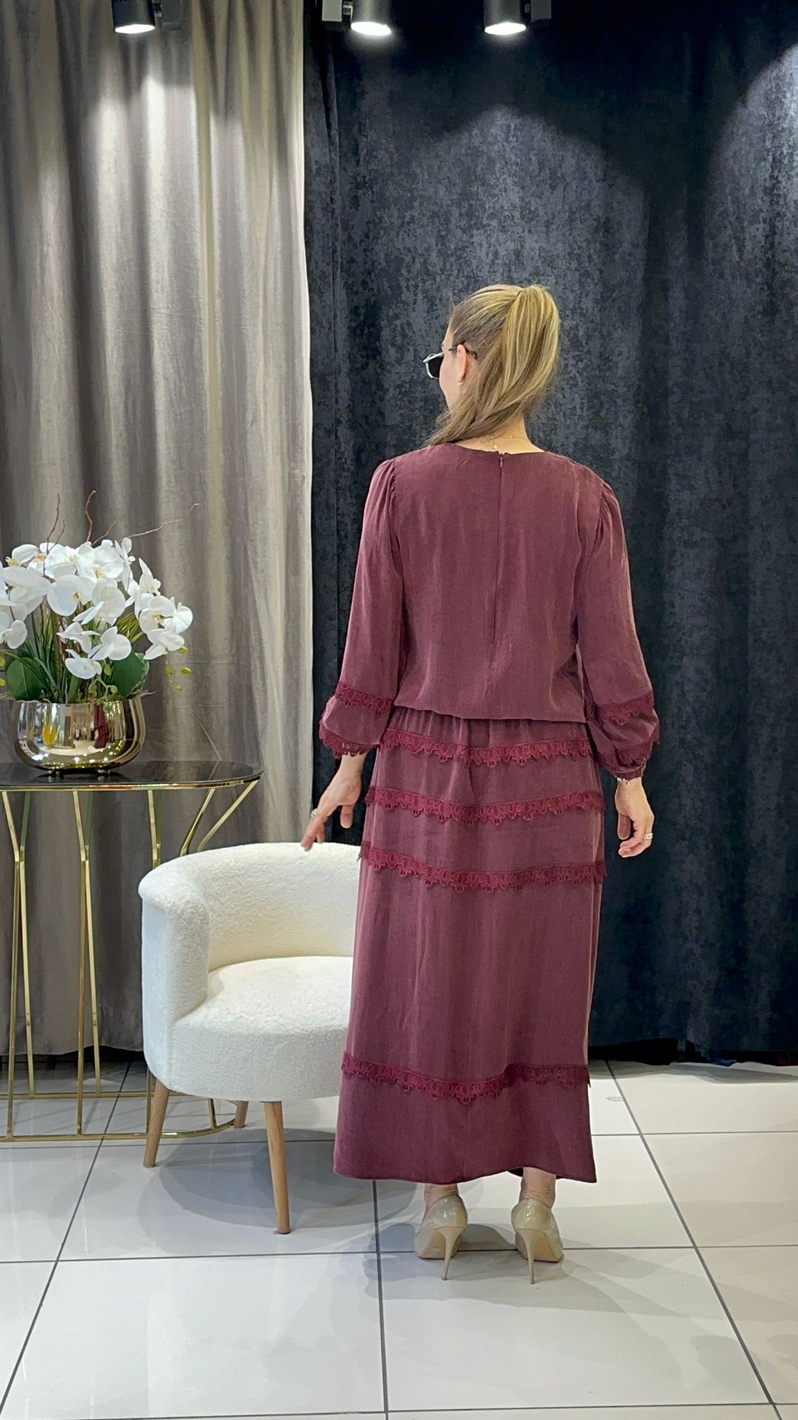 İPEK QUPRA DANTEL DETAY ETEKLİ İKİLİ TAKIM