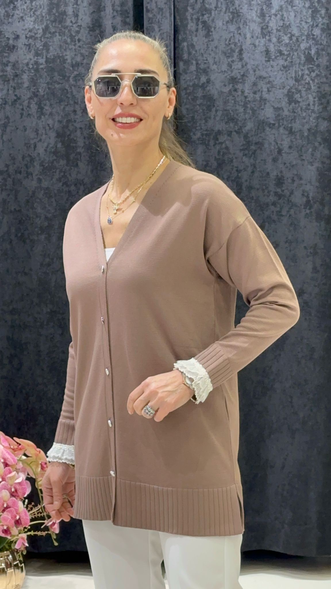 KOLLARI TÜLLÜ SOĞUK İP MESERİZE HIRKA